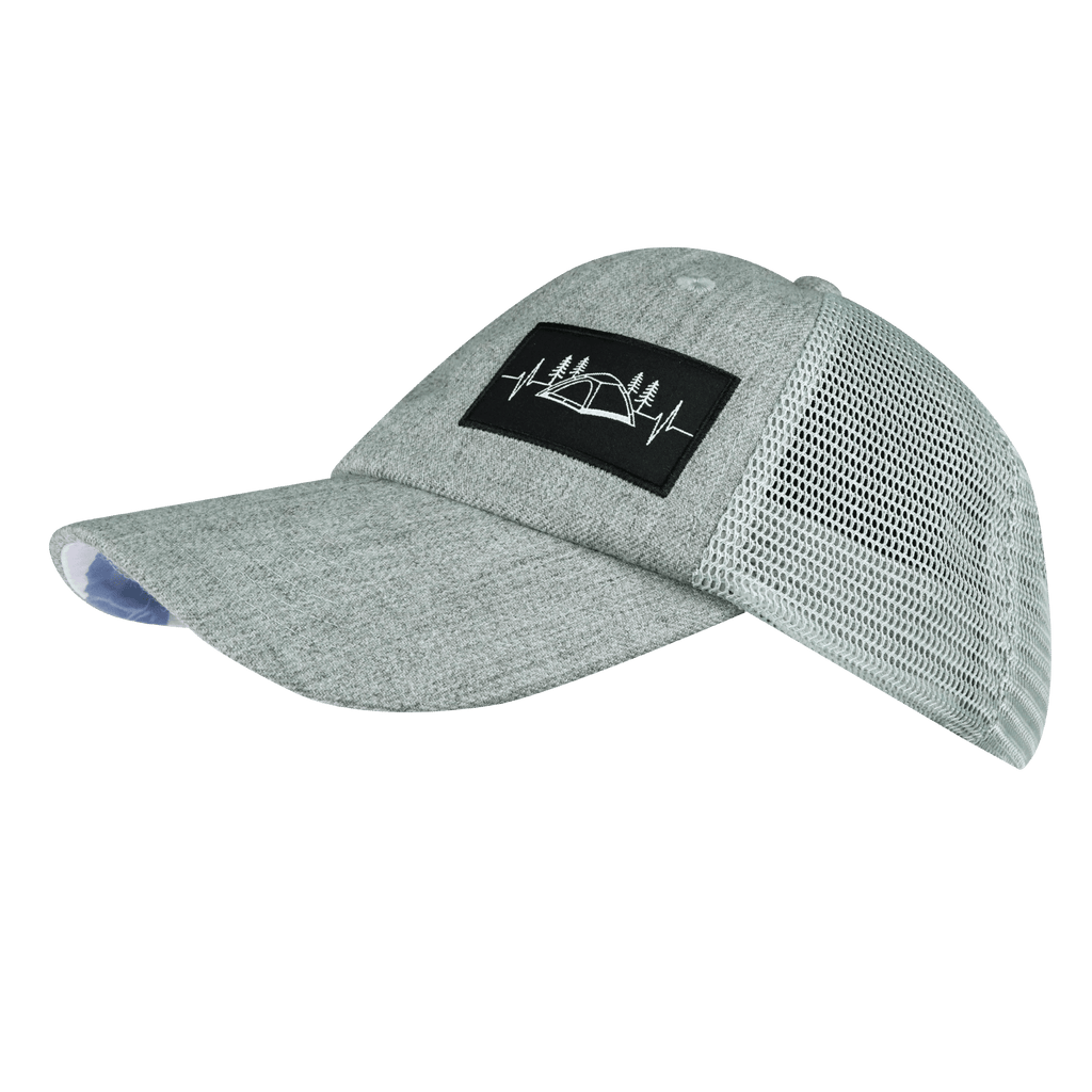 Camping Hat - Low Profile - Dad Hat - Heather Gray / Gray - Soft Trucker Mesh