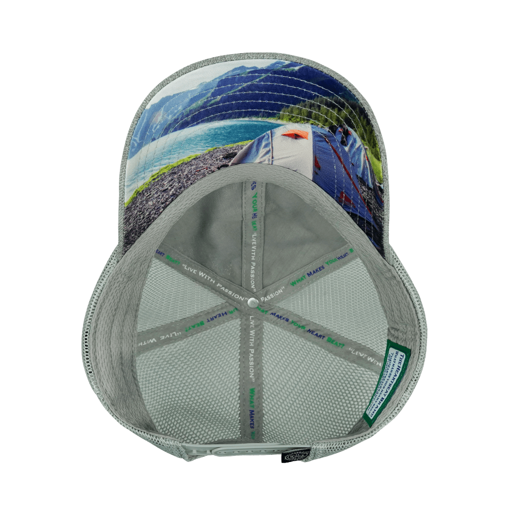 Camping Hat - Low Profile - Dad Hat - Heather Gray / Gray - Soft Trucker Mesh