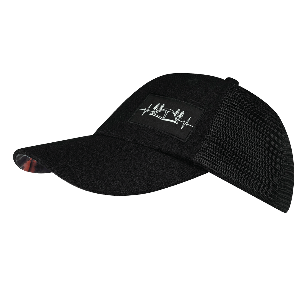 Camping Hat - Low Profile - Dad Hat - Black Hemp / Black - Soft Trucker Mesh