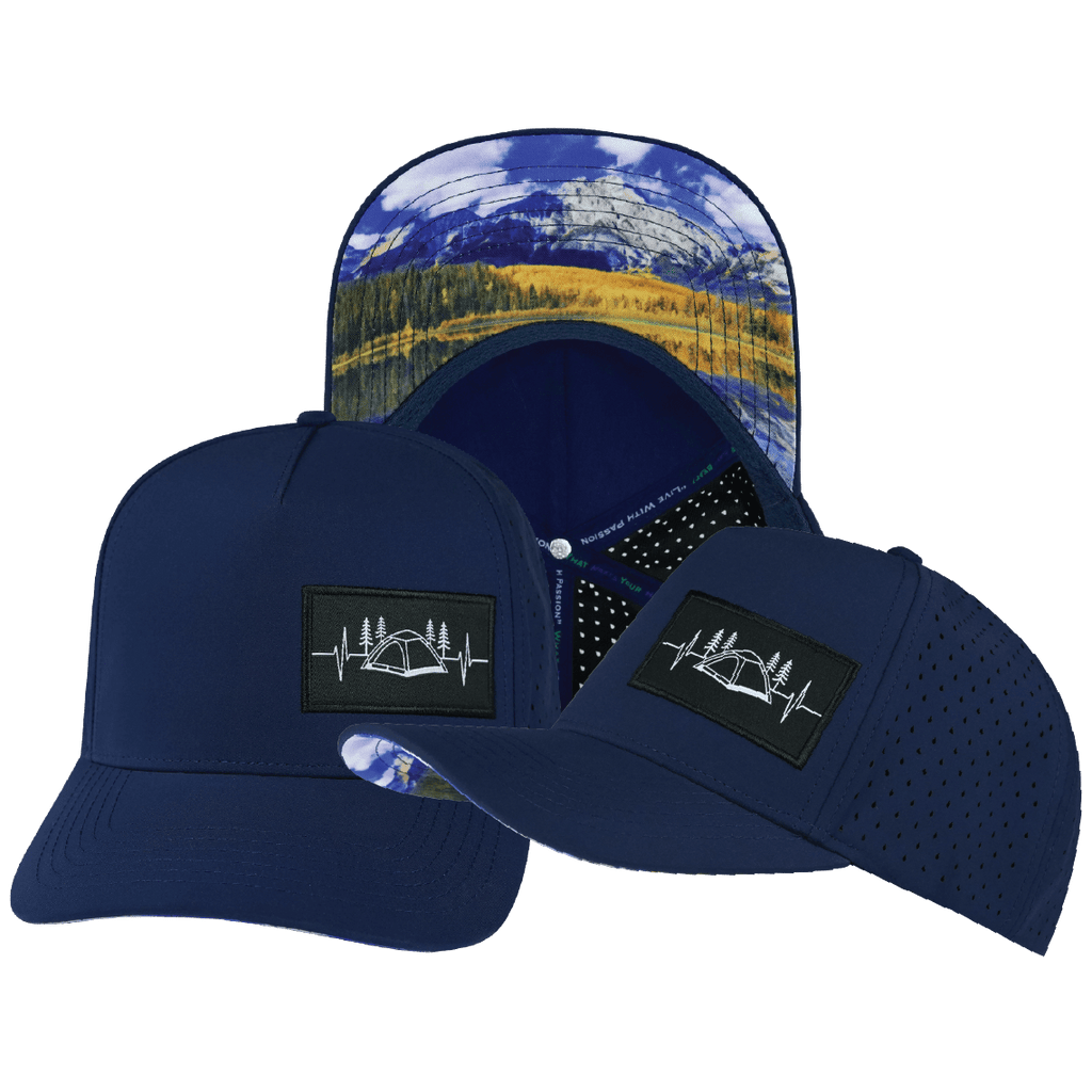 Camping Hat - Trucker Hat - Royal Blue - Laser Mesh