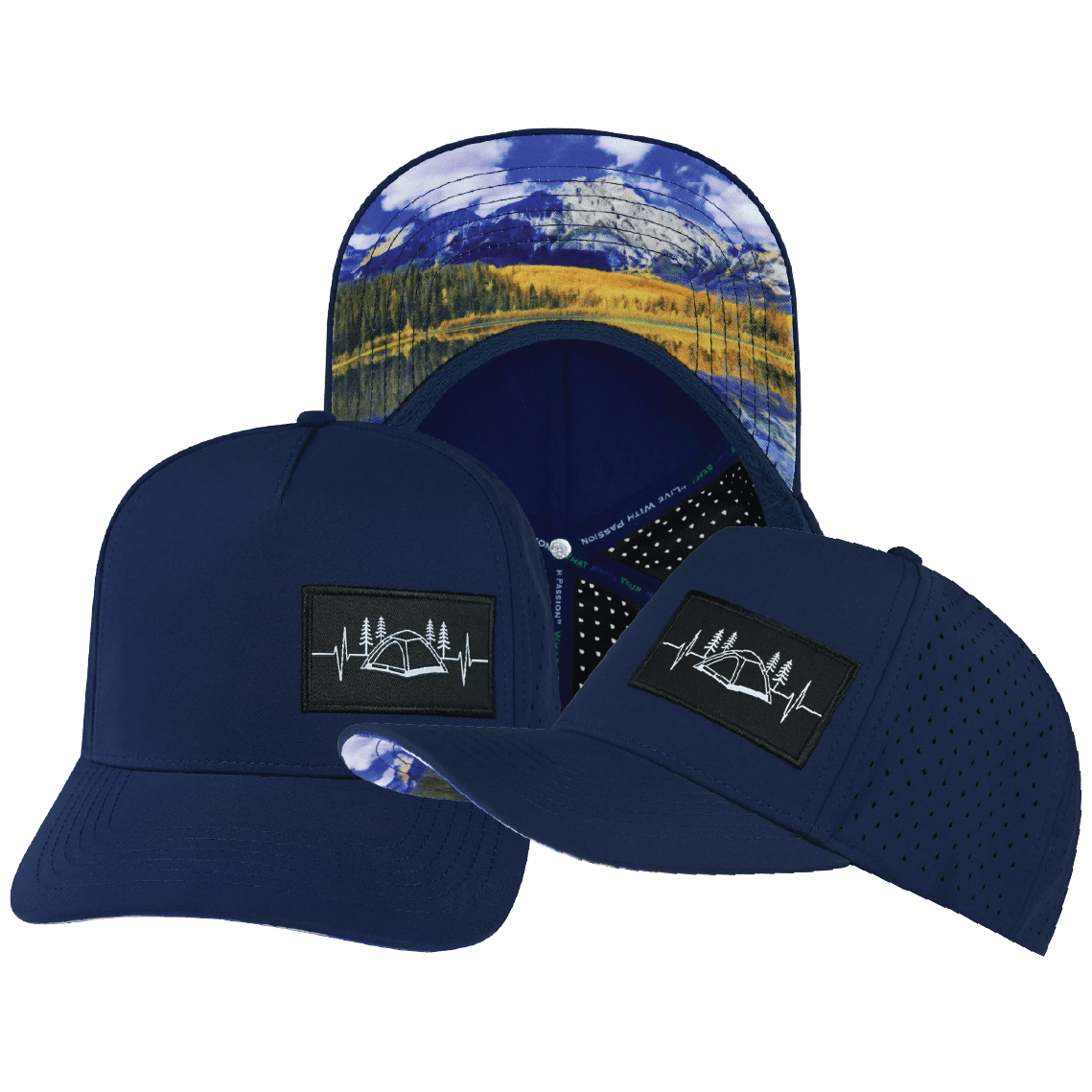 Camping Hat - Trucker Hat - Royal Blue - Laser Mesh