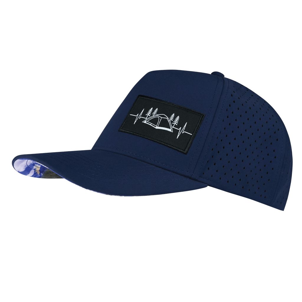 Camping Hat - Trucker Hat - Royal Blue - Laser Mesh