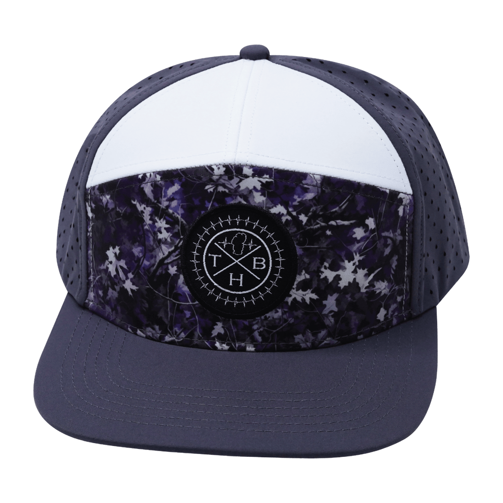 **ADULT** Color Vibes Hat - Flat Bill - Blue Fall Camo - Charcoal / White - Laser Mesh