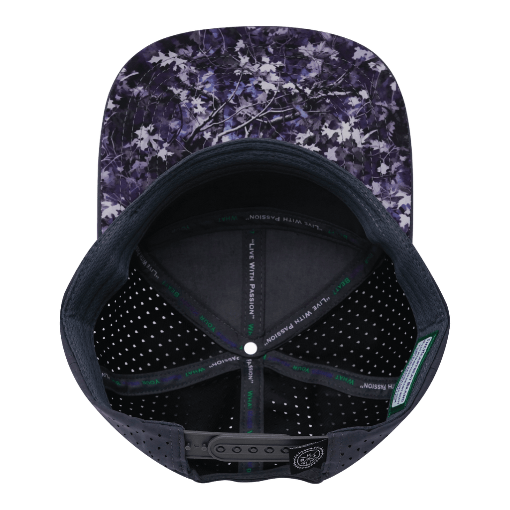 **ADULT** Color Vibes Hat - Flat Bill - Blue Fall Camo - Charcoal / White - Laser Mesh