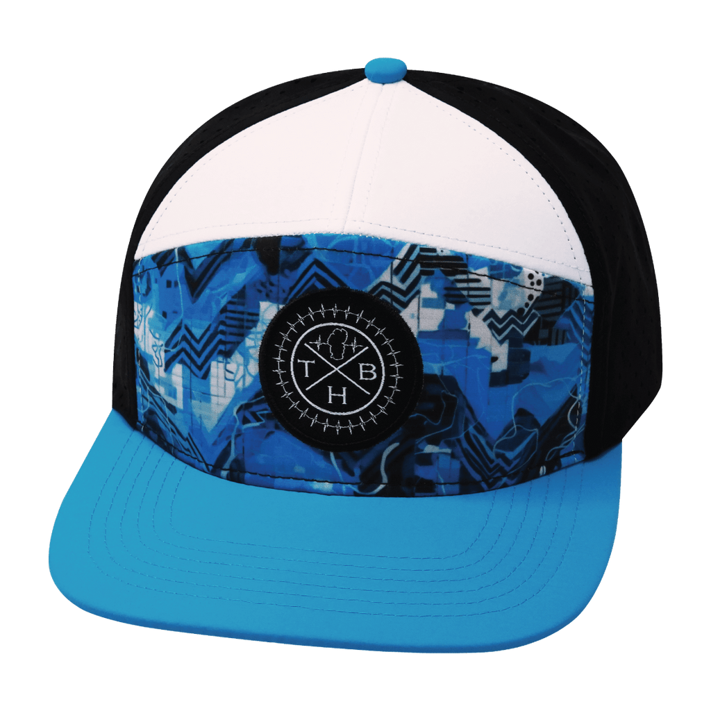 **ADULT** Color Vibes Hat - Flat Bill - Blue Shock - Neon Blue / White / Black - Laser Mesh