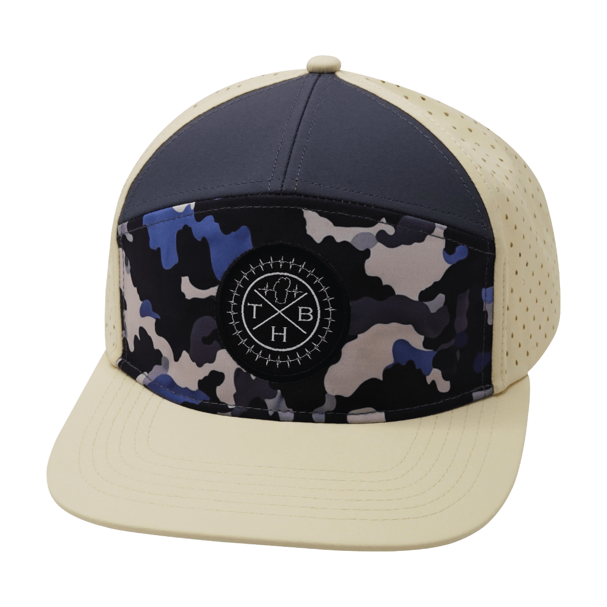 **ADULT** Color Vibes Hat - Flat Bill - Dusk Camo - Cream / Charcoal - Laser Mesh