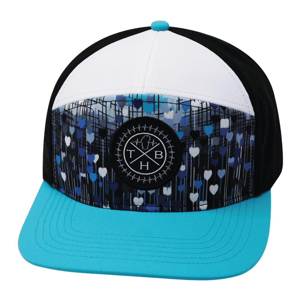 **ADULT** Color Vibes Hat - Flat Bill - Love Rising - Neon Green Blue / White / Black - Laser Mesh