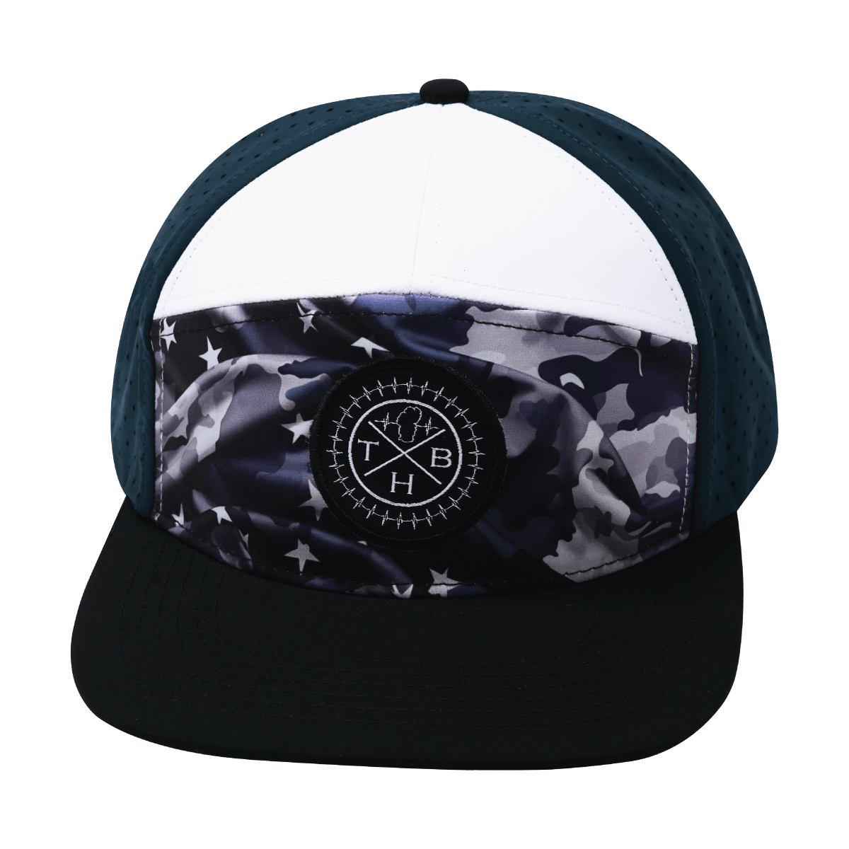 **ADULT** Color Vibes Hat - Flat Bill - Patriots Night - Black / White / Navy - Laser Mesh