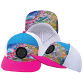 **ADULT** Color Vibes Hat - Flat Bill - Candy Land - Neon Pink / Neon Blue / White - Laser Mesh
