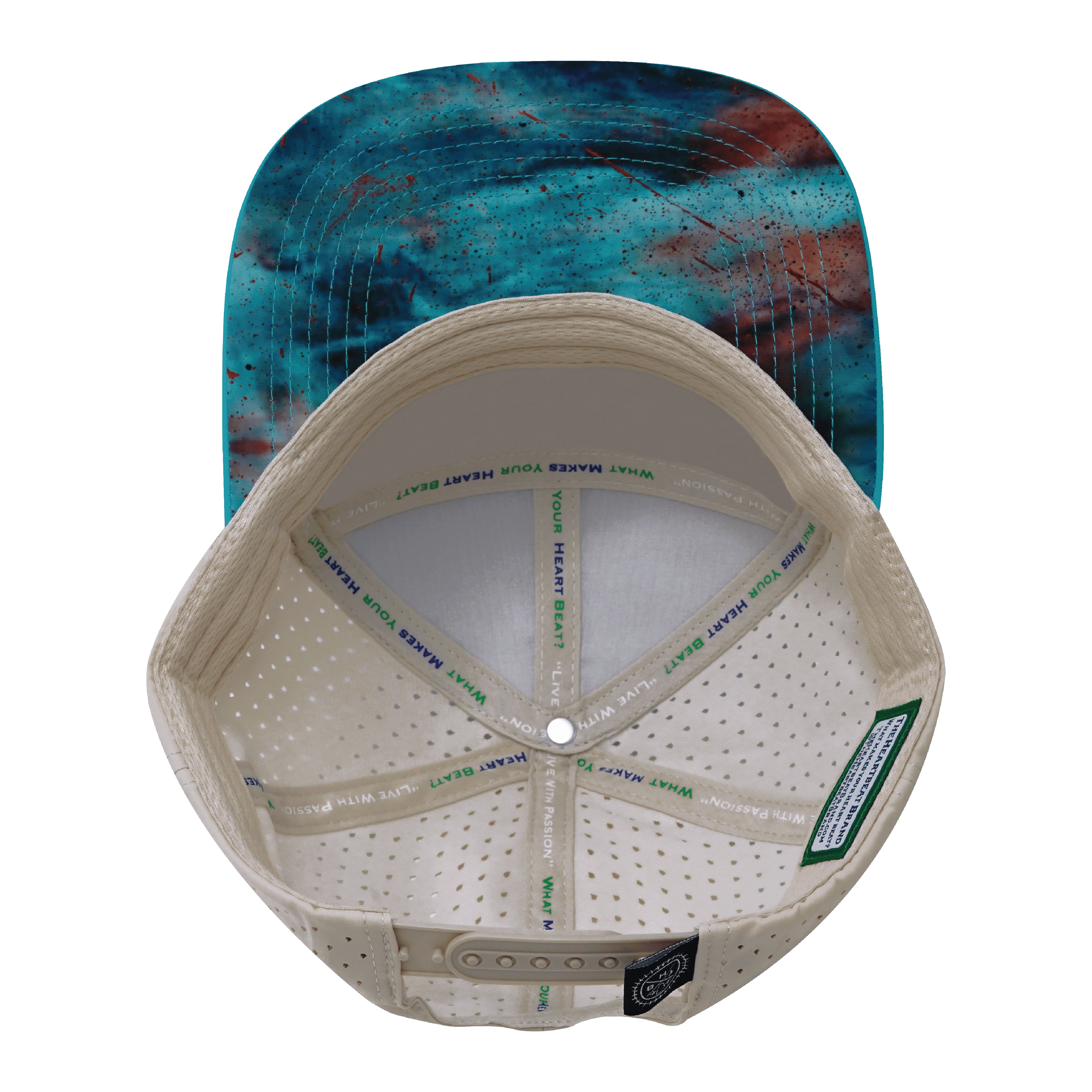 **ADULT** Color Vibes Hat - Flat Bill - Desert Sky - Neon Green Blue / Cream - Laser Mesh