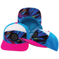 **ADULT** Color Vibes Hat - Flat Bill - Feather Glow - Neon Pink / White / Neon Blue - Laser Mesh