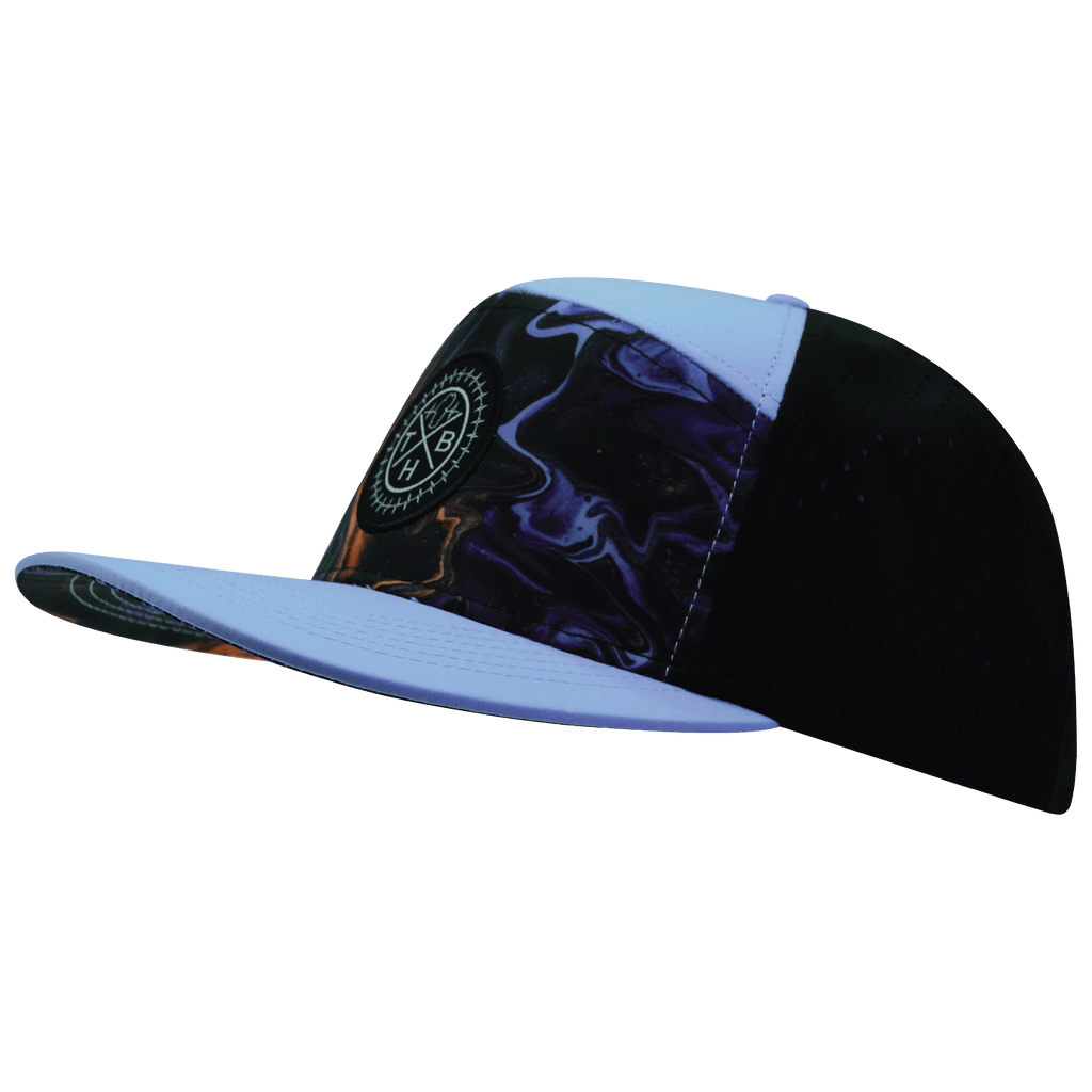 **ADULT** Color Vibes Hat - Flat Bill - Midnight Mirage - Baby Blue / Black - Laser Mesh