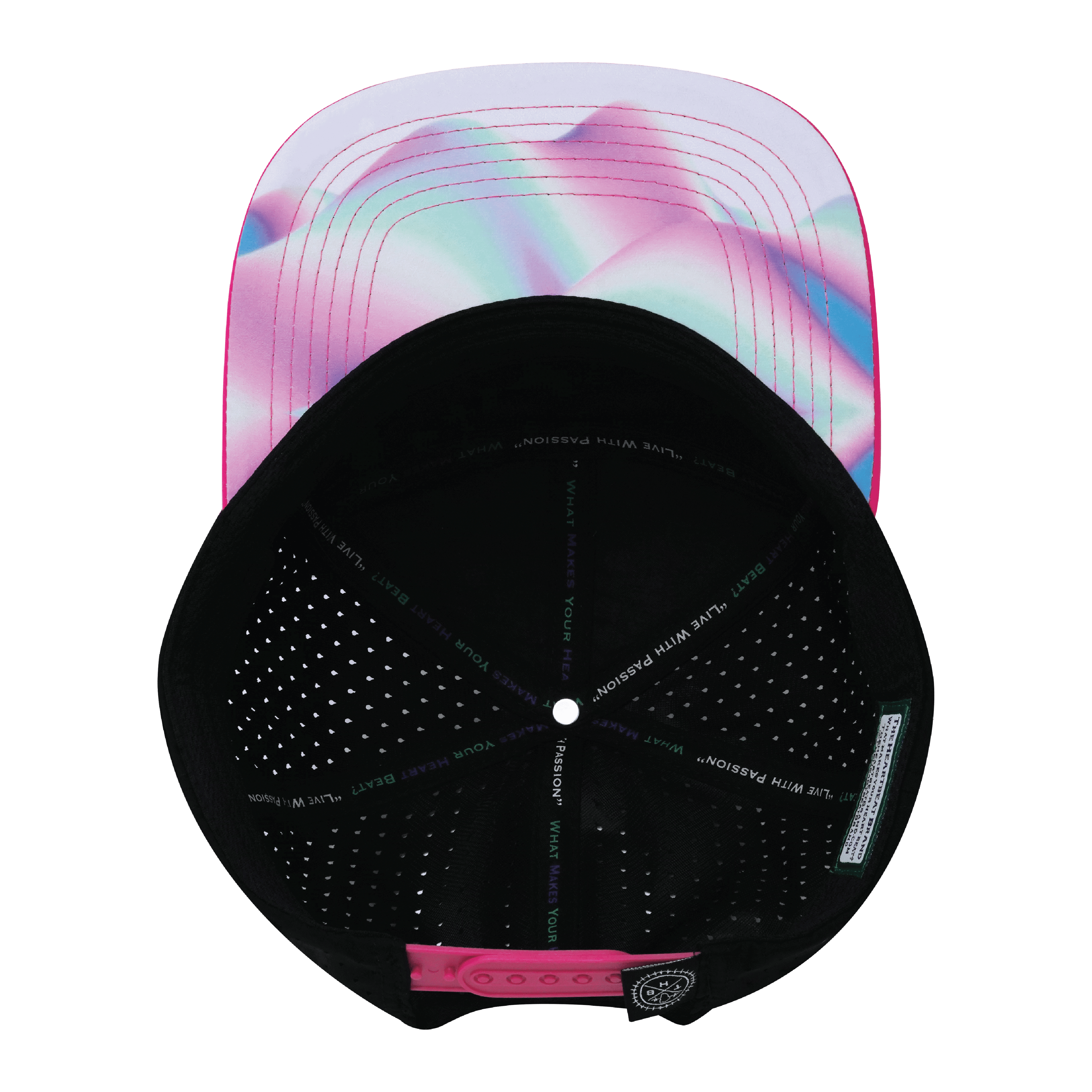 **ADULT** Color Vibes Hat - Flat Bill - Holograph - Neon Pink / Neon Blue / Black - Laser Mesh