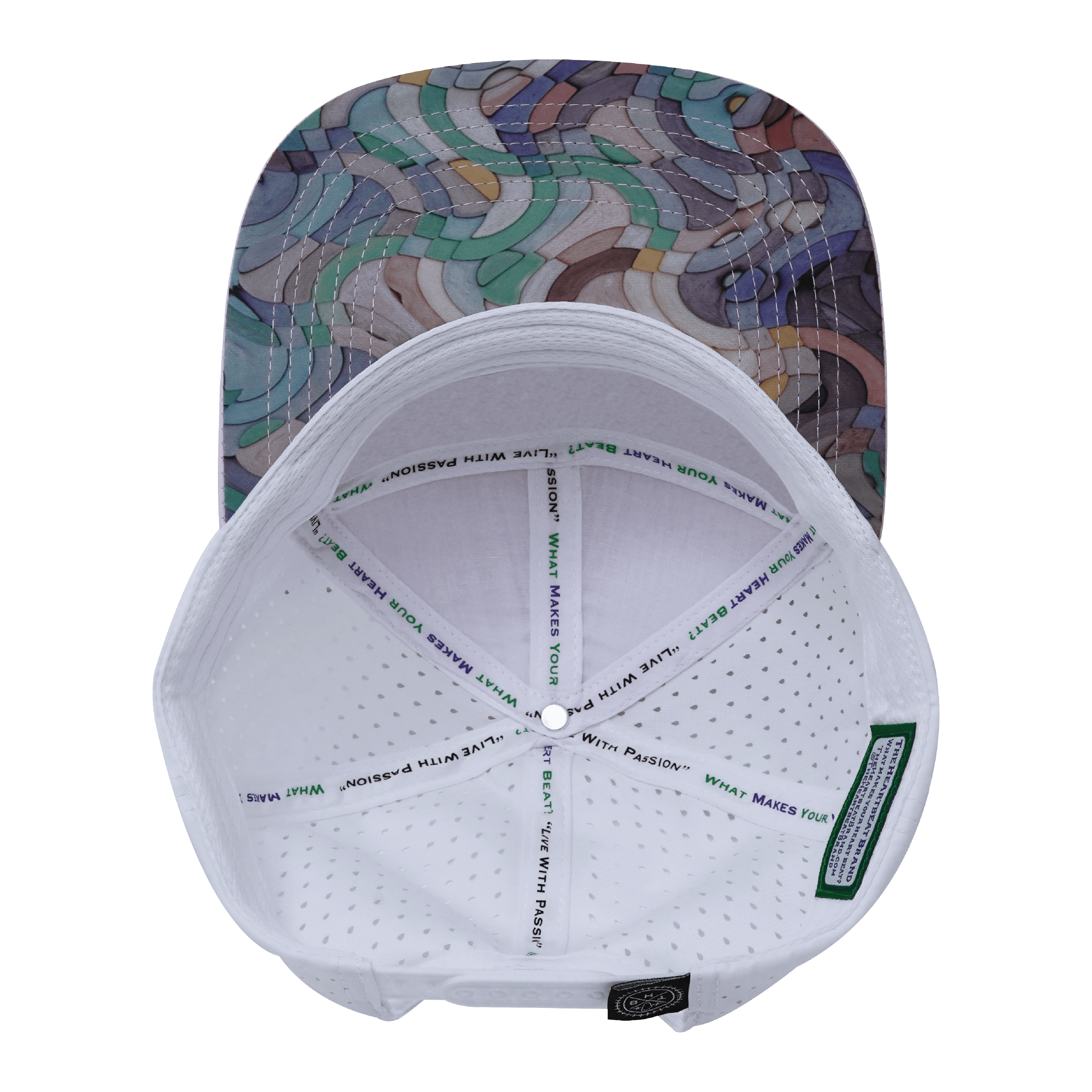 **ADULT** Color Vibes Hat - Flat Bill - Mosaic Curves - Light Pink / White - Laser Mesh