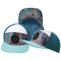 **ADULT** Color Vibes Hat - Flat Bill - Mosaic Scales - Mint / White / Slate Blue - Laser Mesh