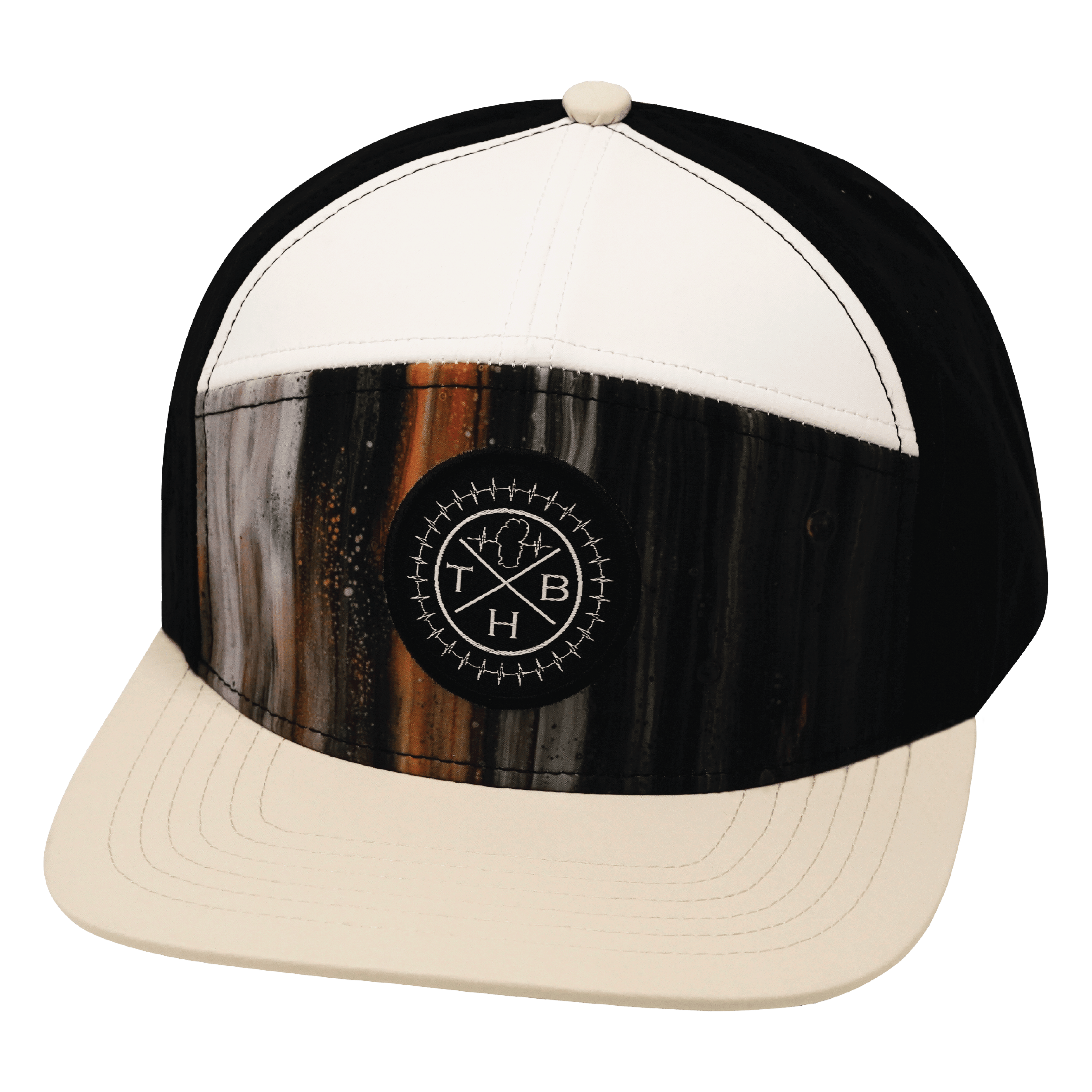 **ADULT** Color Vibes Hat - Flat Bill - Mystic Tree - Cream / White / Black - Laser Mesh