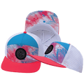 **ADULT** Color Vibes Hat - Flat Bill - Pixi Dust - Neon Peach / Neon Blue / White - Laser Mesh