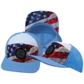 **ADULT** Color Vibes Hat - Flat Bill - Rugged Flag - Baby Blue / White - Laser Mesh