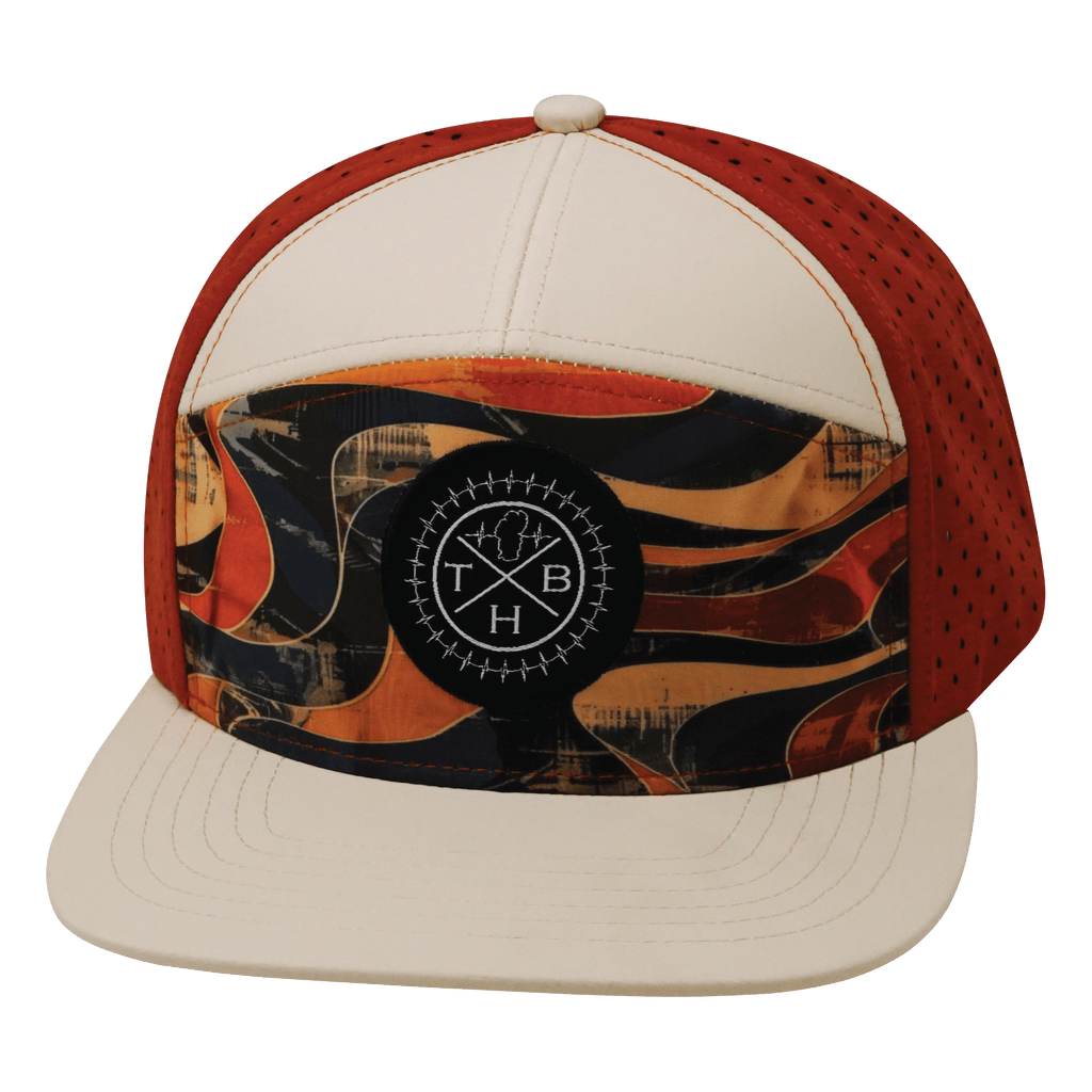 **ADULT** Color Vibes Hat - Flat Bill - Rustic River - Cream / Red Rock - Laser Mesh