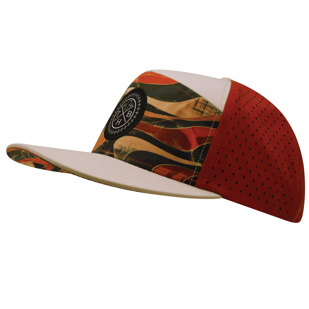 **ADULT** Color Vibes Hat - Flat Bill - Rustic River - Cream / Red Rock - Laser Mesh