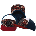 **ADULT** Color Vibes Hat - Flat Bill - Silk Flag - Dark Red / White / Navy - Laser Mesh