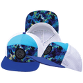 **ADULT** Color Vibes Hat - Flat Bill - Starry Bright - Blue / Neon Green Blue / White - Laser Mesh