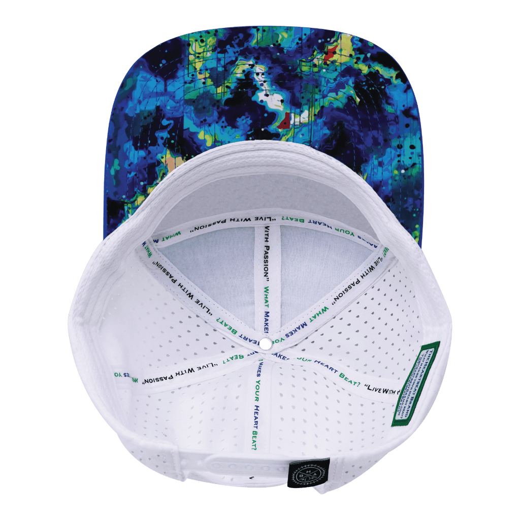 **ADULT** Color Vibes Hat - Flat Bill - Starry Bright - Blue / Neon Green Blue / White - Laser Mesh