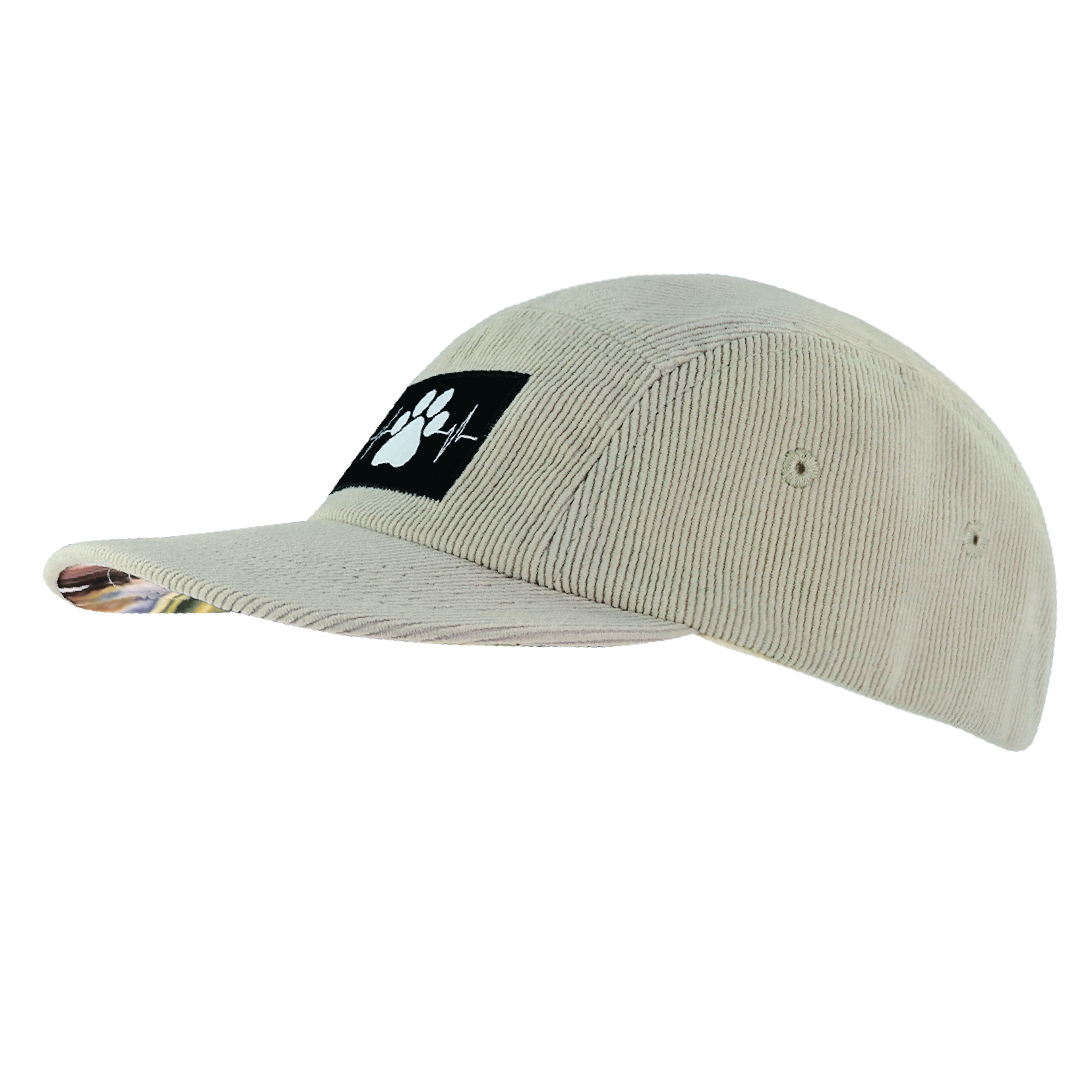 Dog Hat - 5 Panel - Corduroy - Sand - Fabric Back