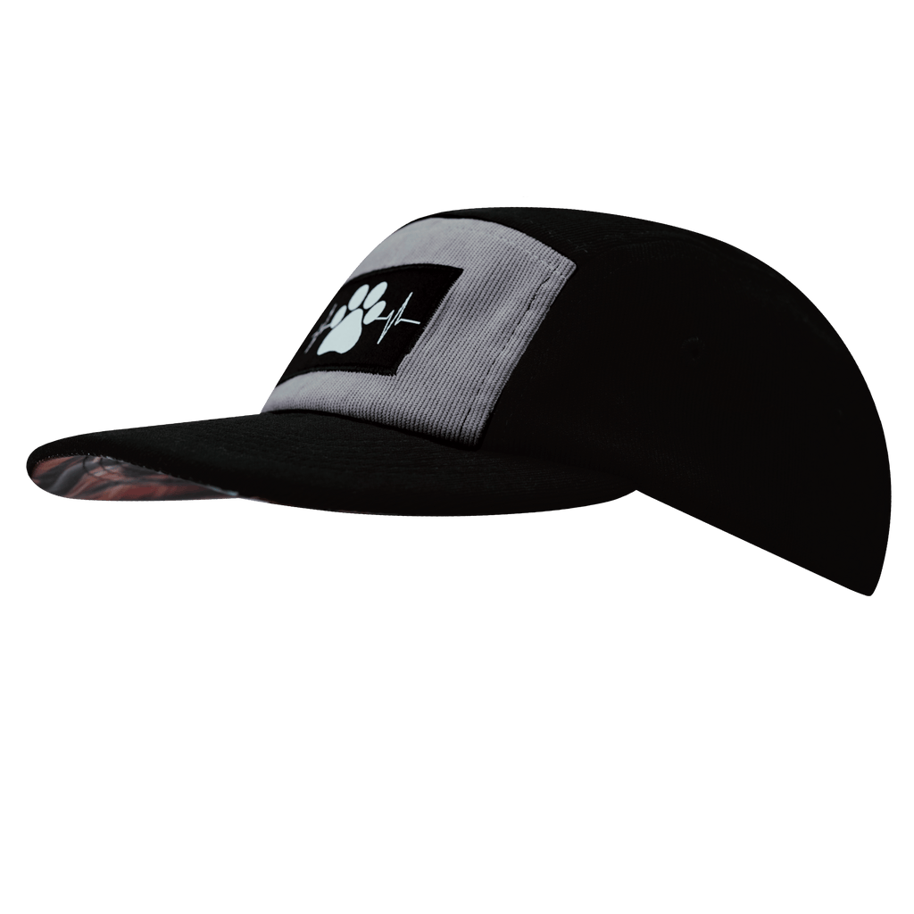 Dog Hat - 5 Panel - Corduroy - Black / Gray - Fabric Back