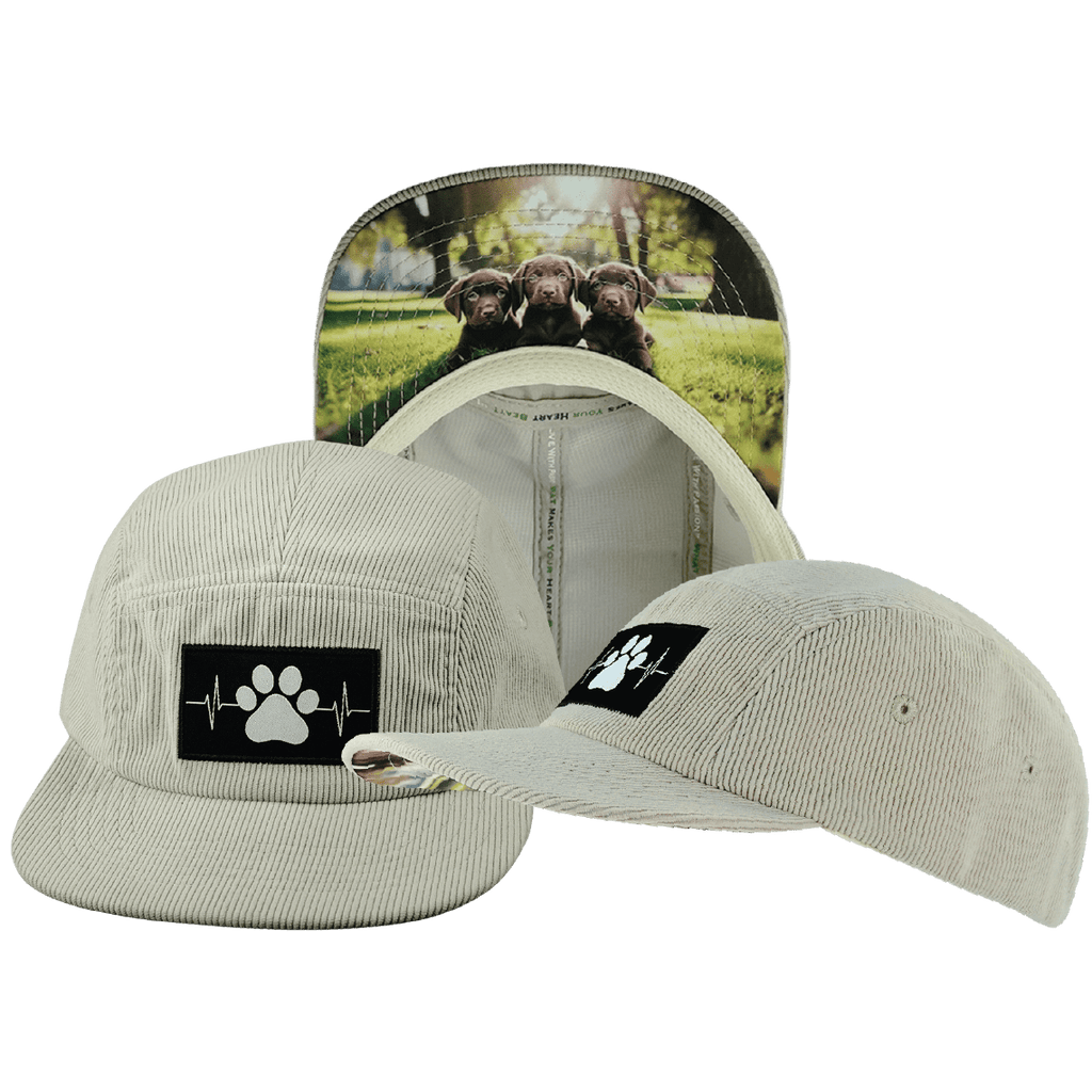 Dog Hat - 5 Panel - Corduroy - Sand - Fabric Back