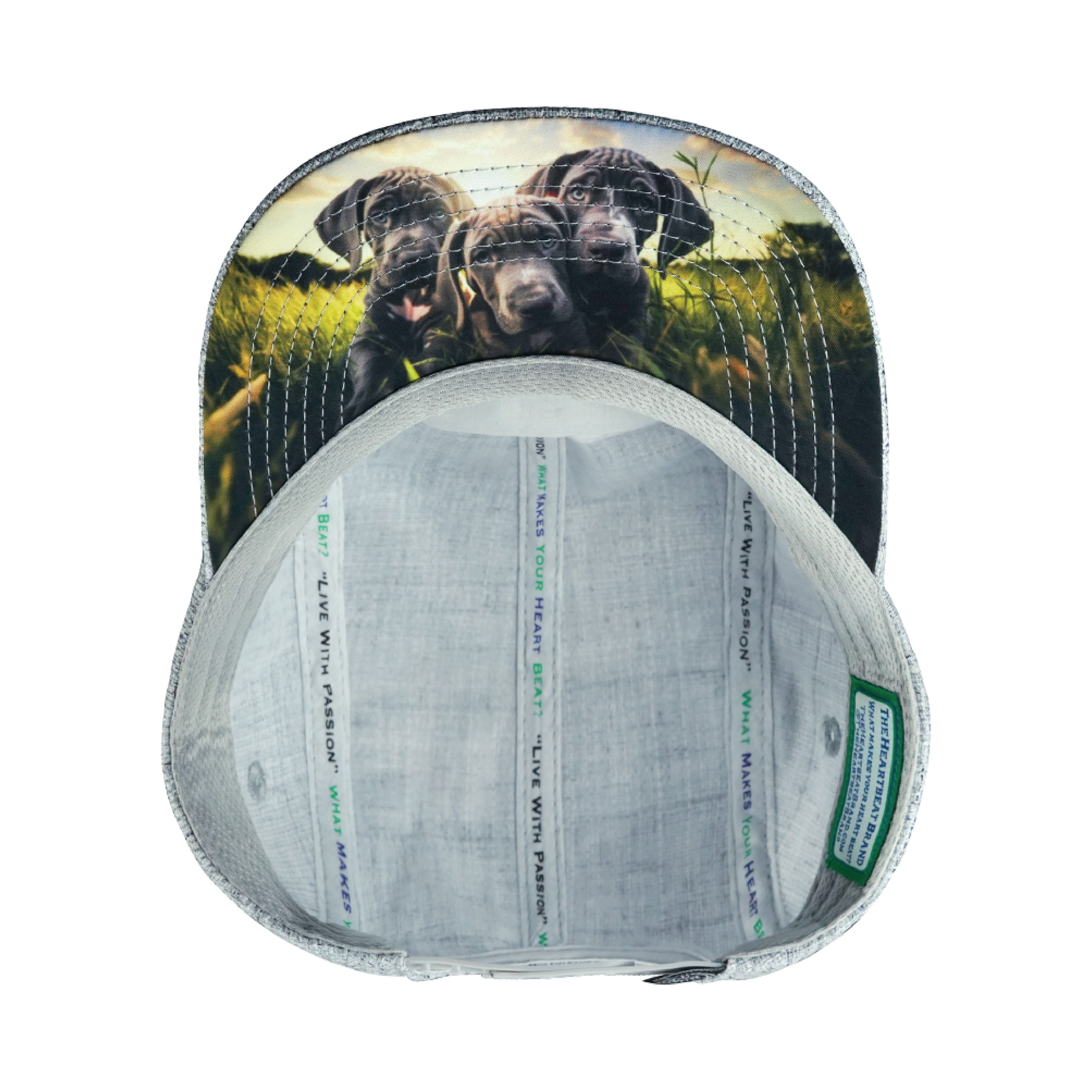 Dog Hat - 5 Panel - Light Gray Hemp - Fabric Back