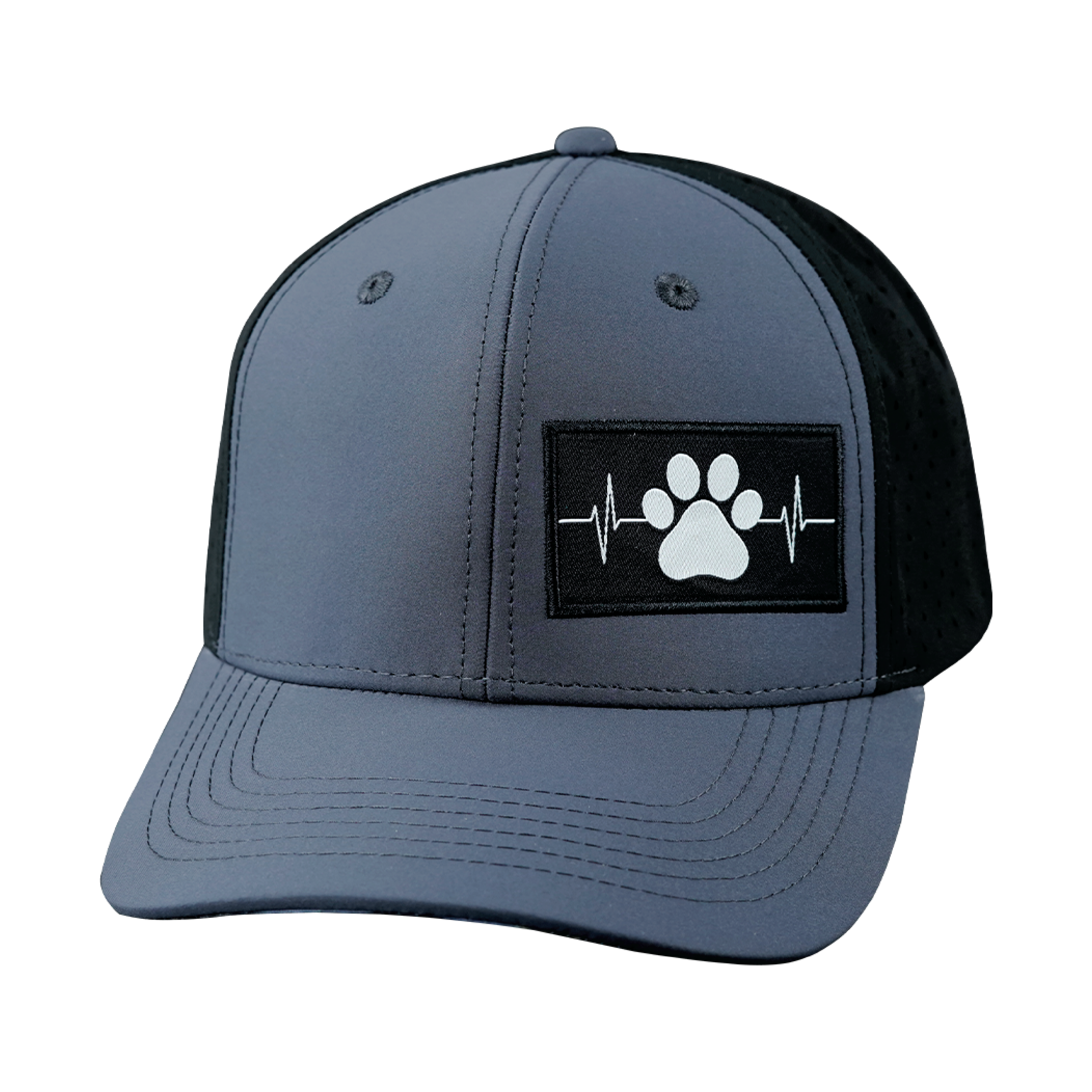 Dog Hat - Baseball Hat Fit - Charcoal / Black - Laser Mesh