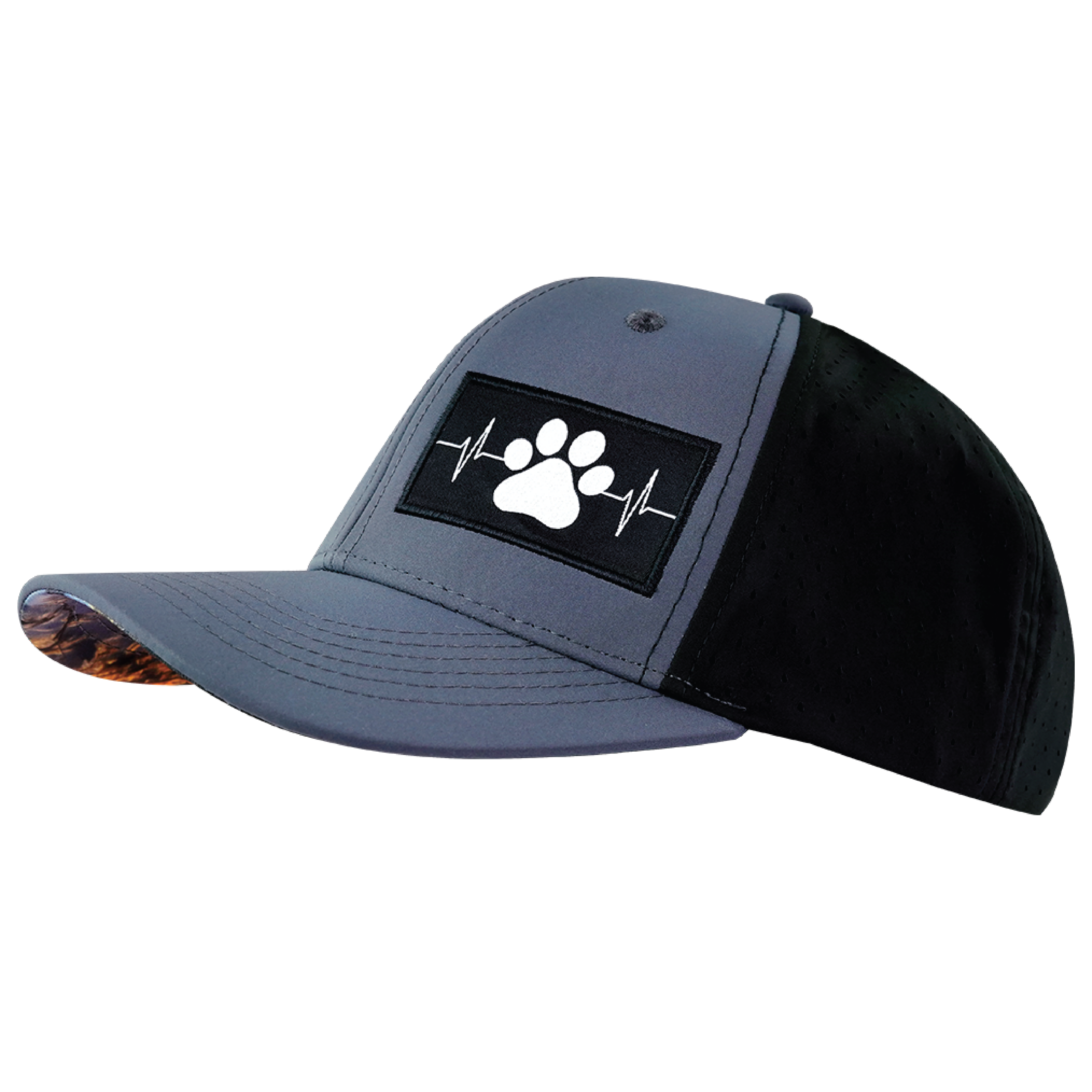 Dog Hat - Baseball Hat Fit - Charcoal / Black - Laser Mesh