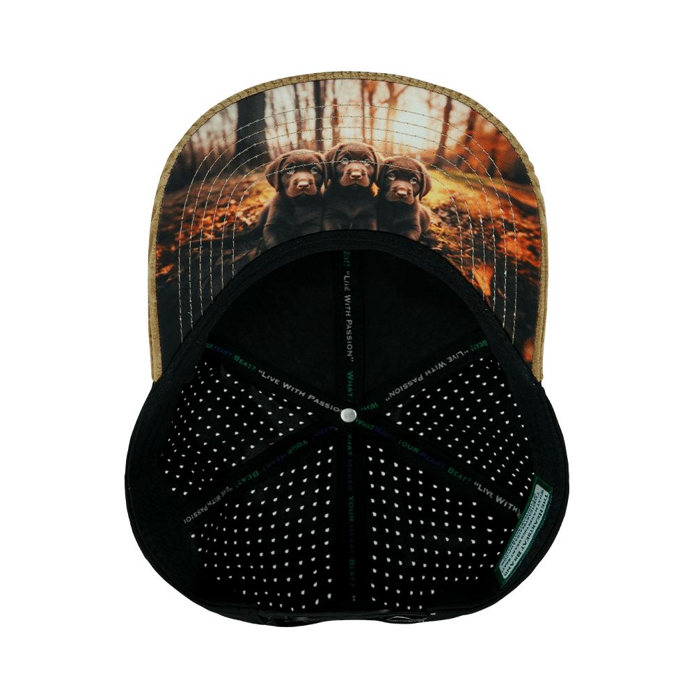 Dog Hat - Baseball Hat Fit - Corduroy - Tan / Black - Laser Mesh