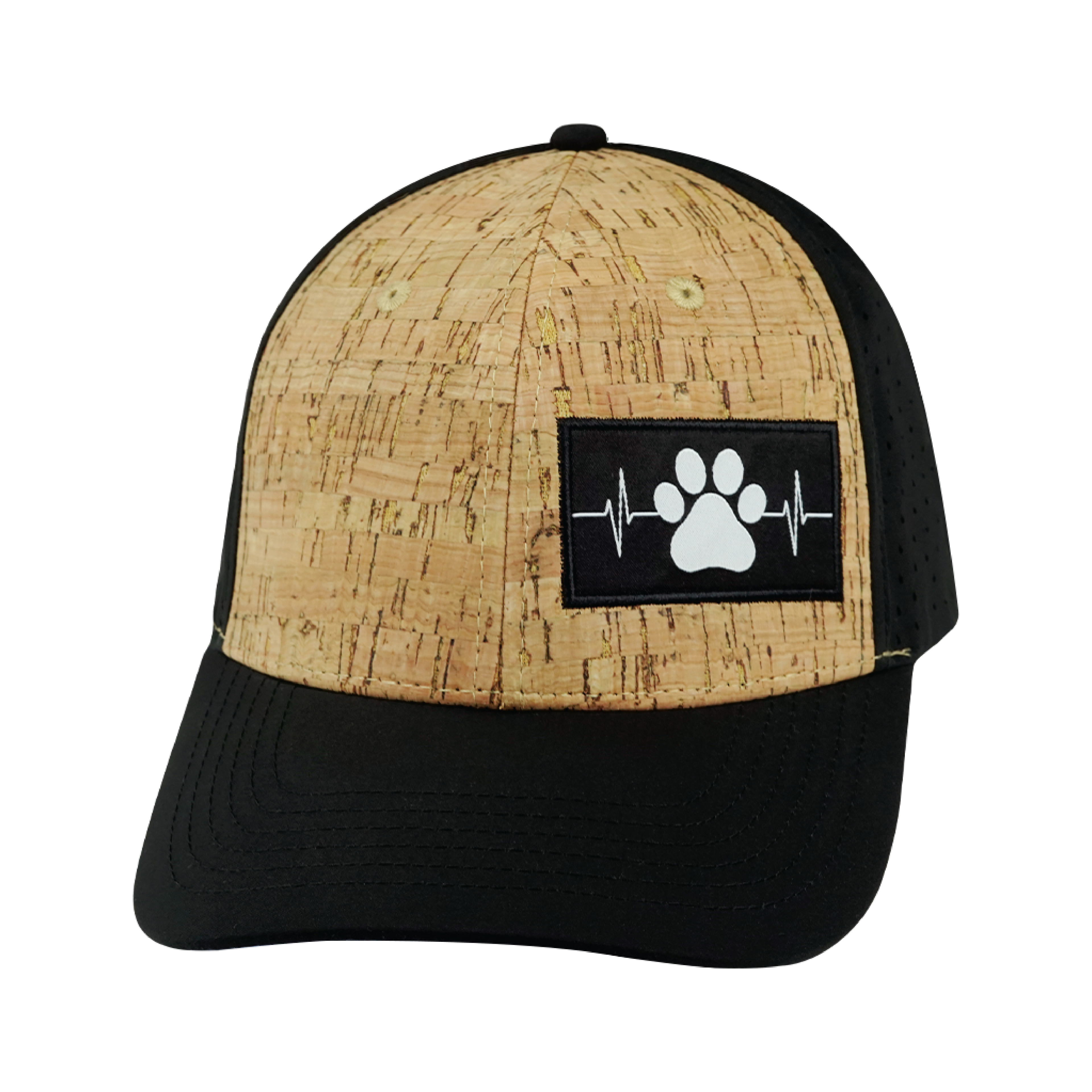Dog Hat - Baseball Hat Fit - Cork - Black - Laser Mesh