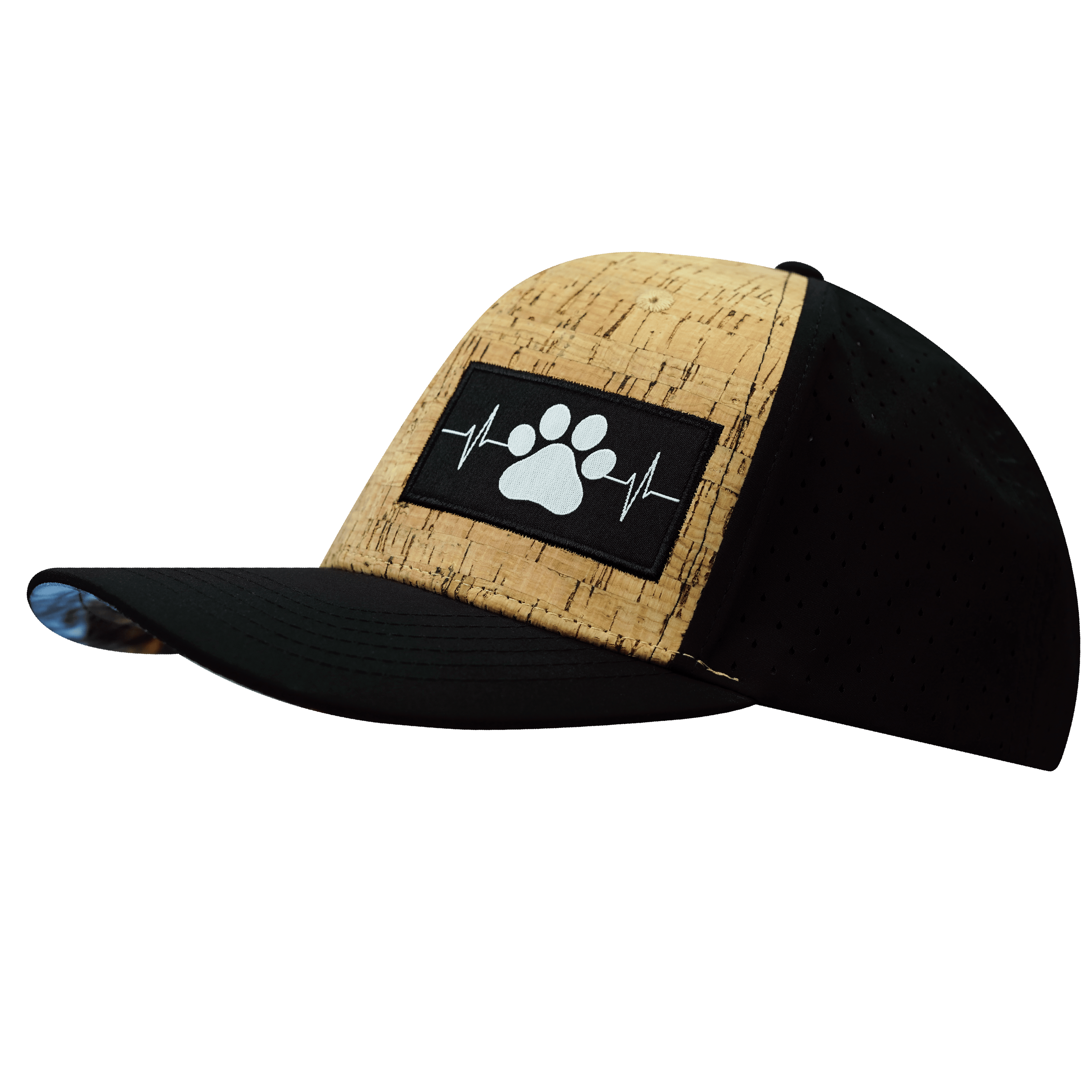 Dog Hat - Baseball Hat Fit - Cork - Black - Laser Mesh