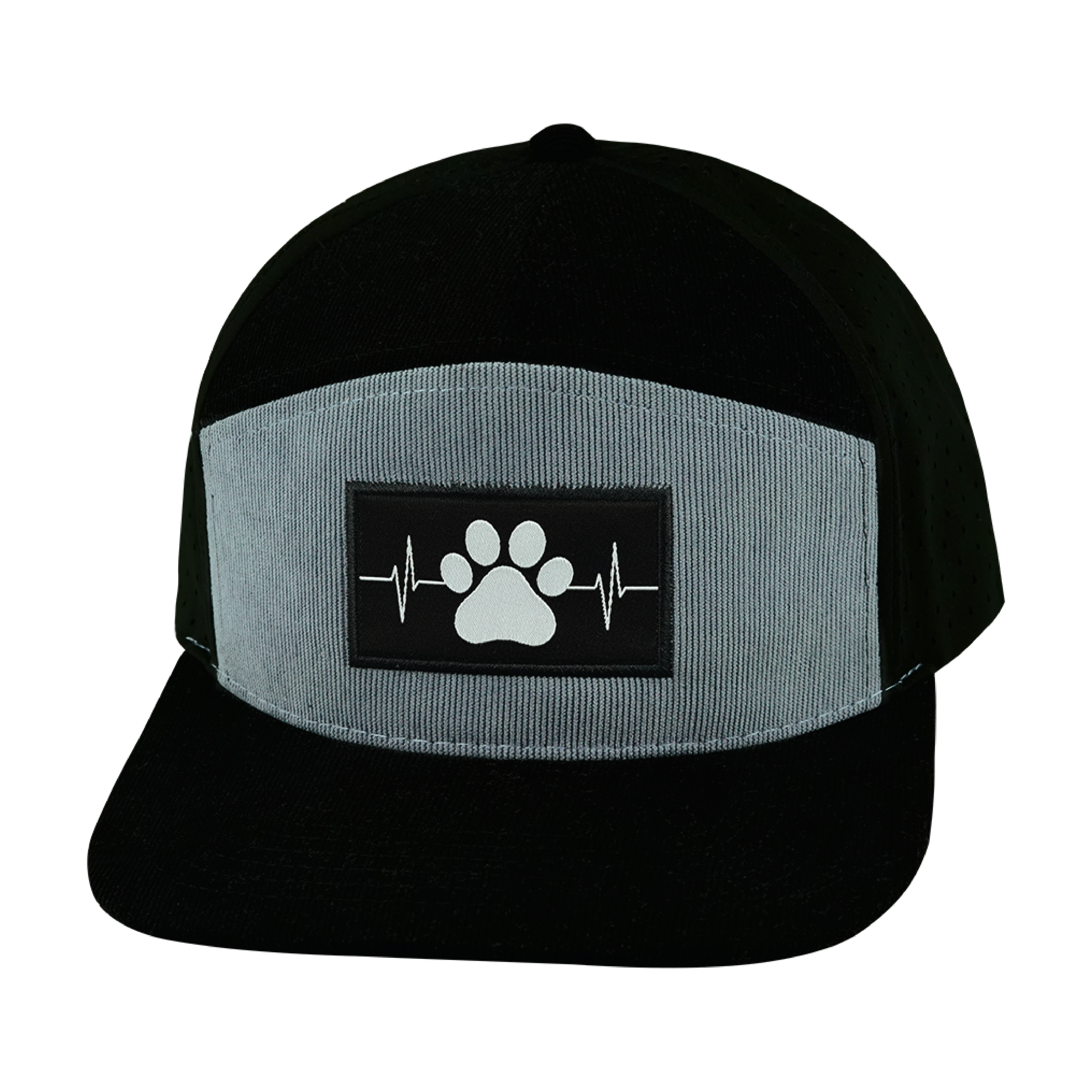 Dog Hat - Flat Bill - Corduroy - Black / Gray Blue - Laser Mesh