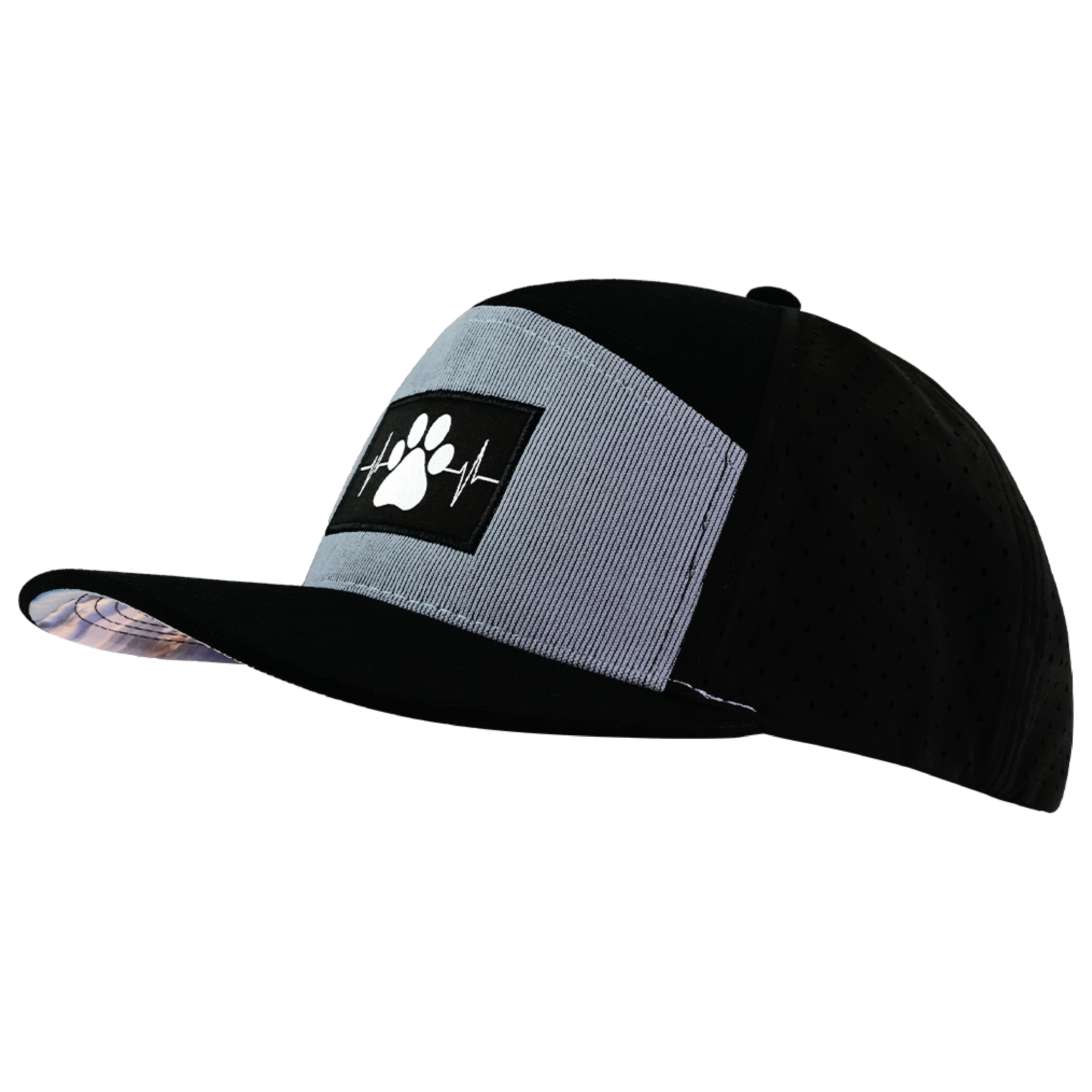Dog Hat - Flat Bill - Corduroy - Black / Gray Blue - Laser Mesh