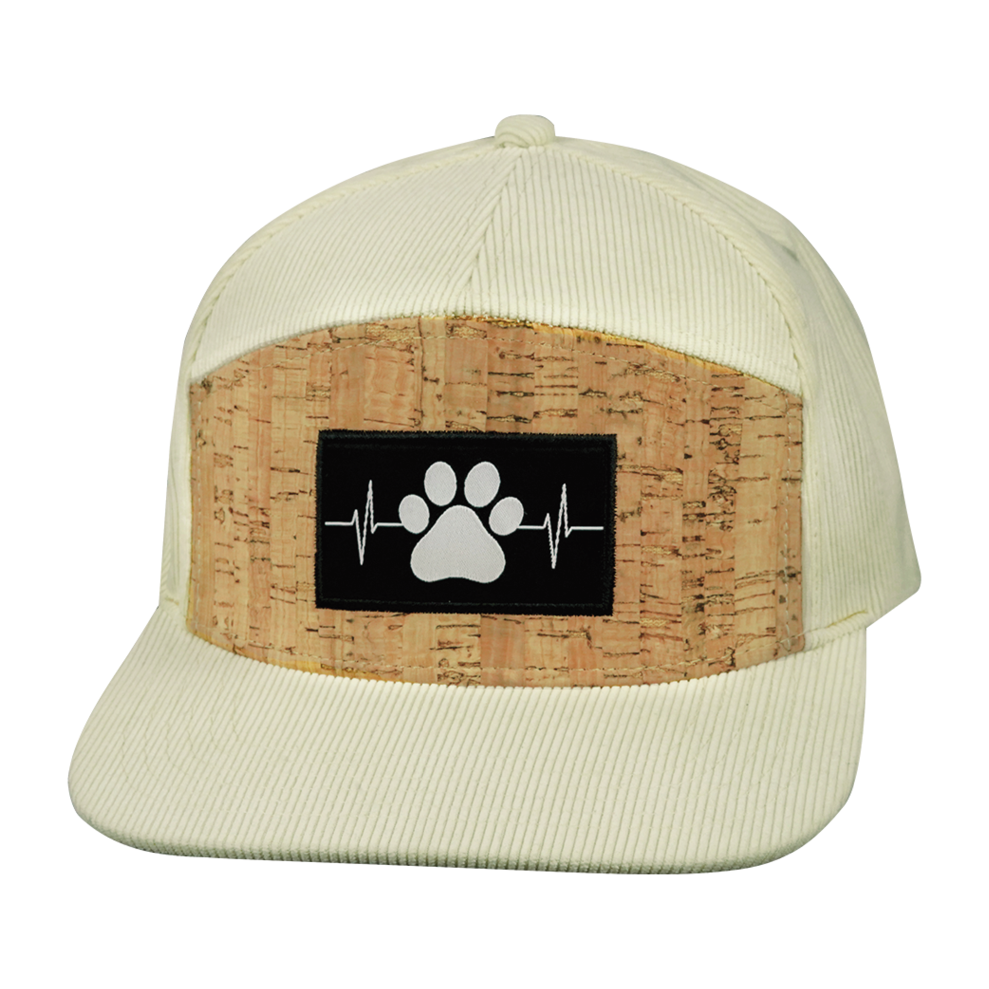 Dog Hat - Flat Bill - Corduroy - Cork - Cream - Fabric Back