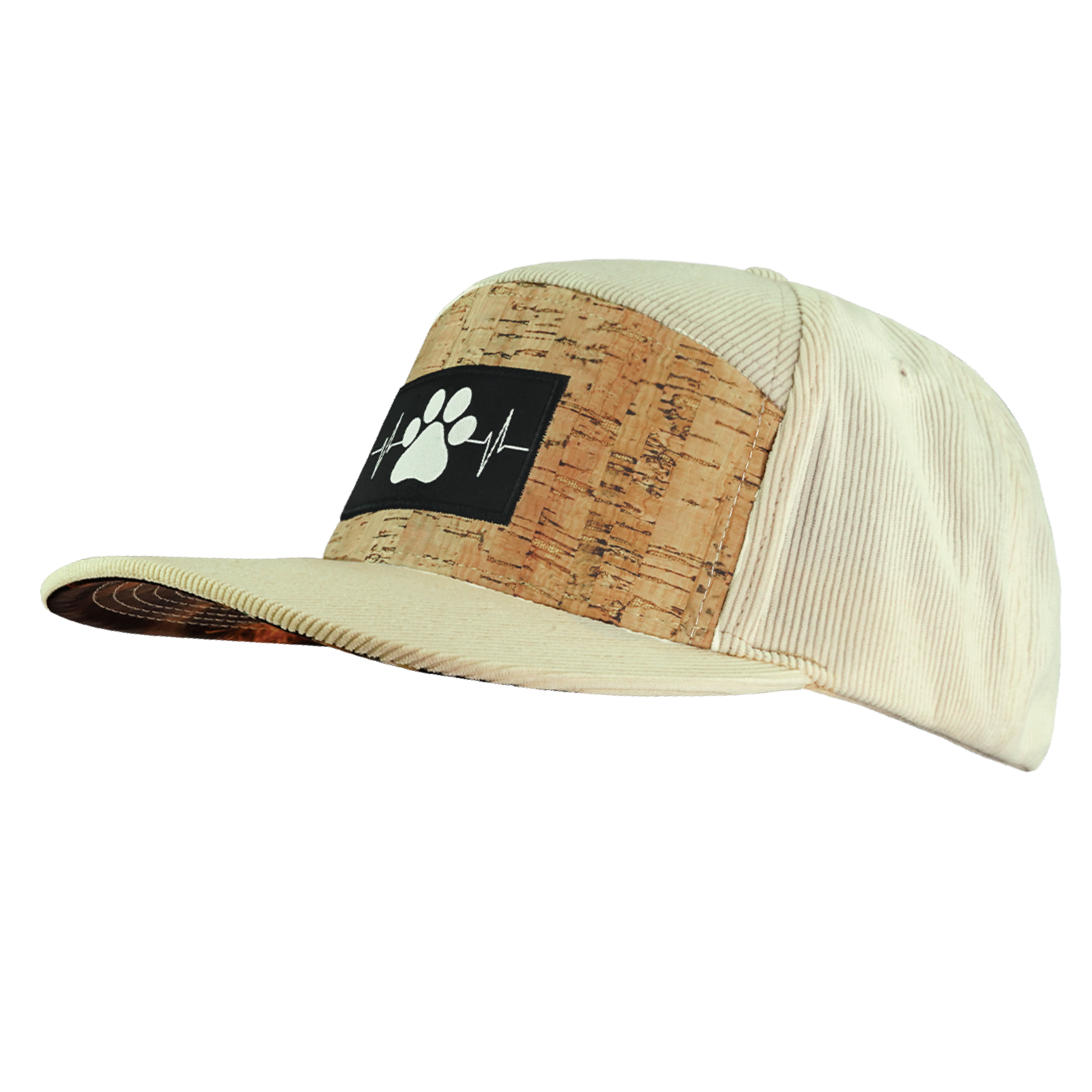 Dog Hat - Flat Bill - Corduroy - Cork - Cream - Fabric Back
