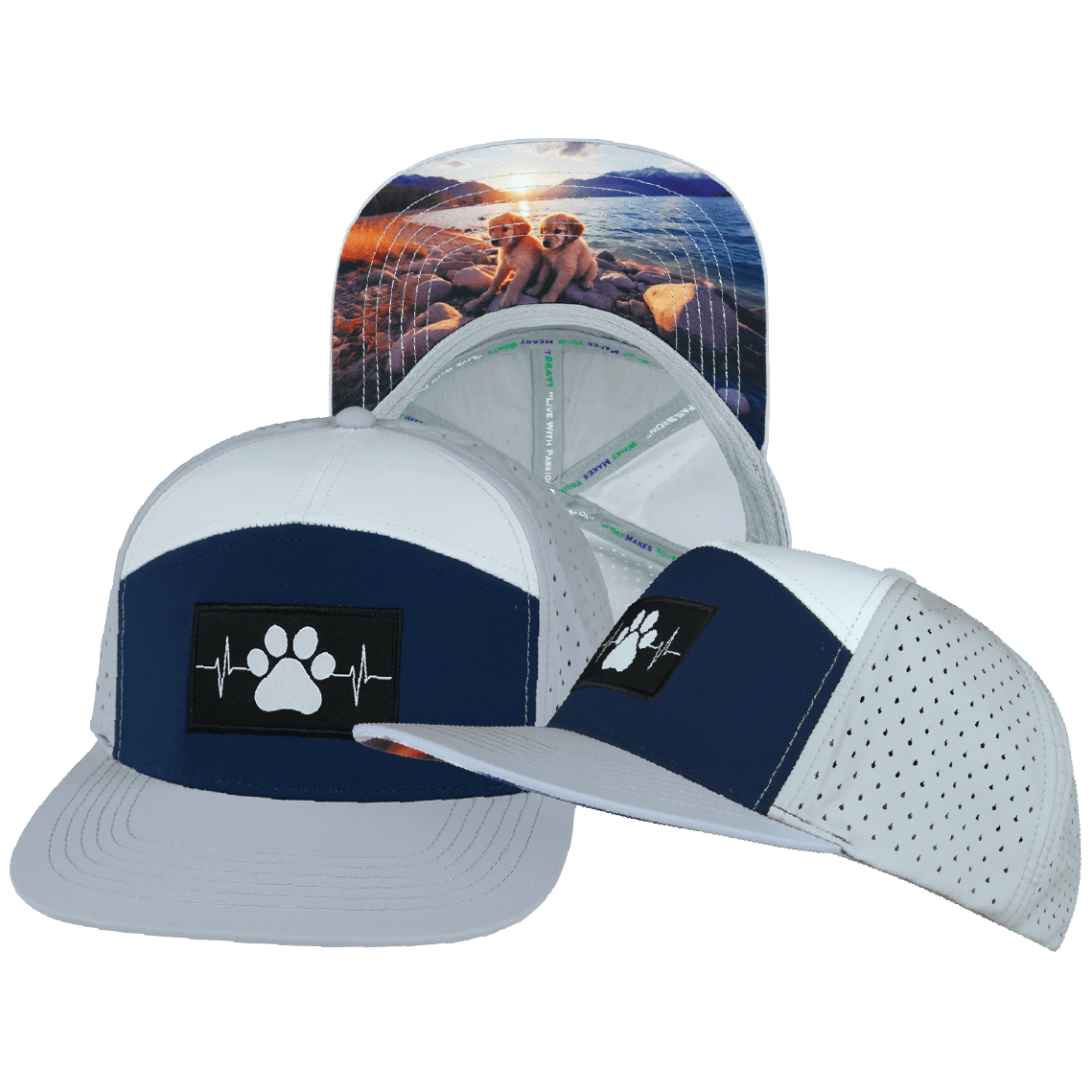 Dog Hat - Flat Bill - Gray / Navy / White - Laser Mesh