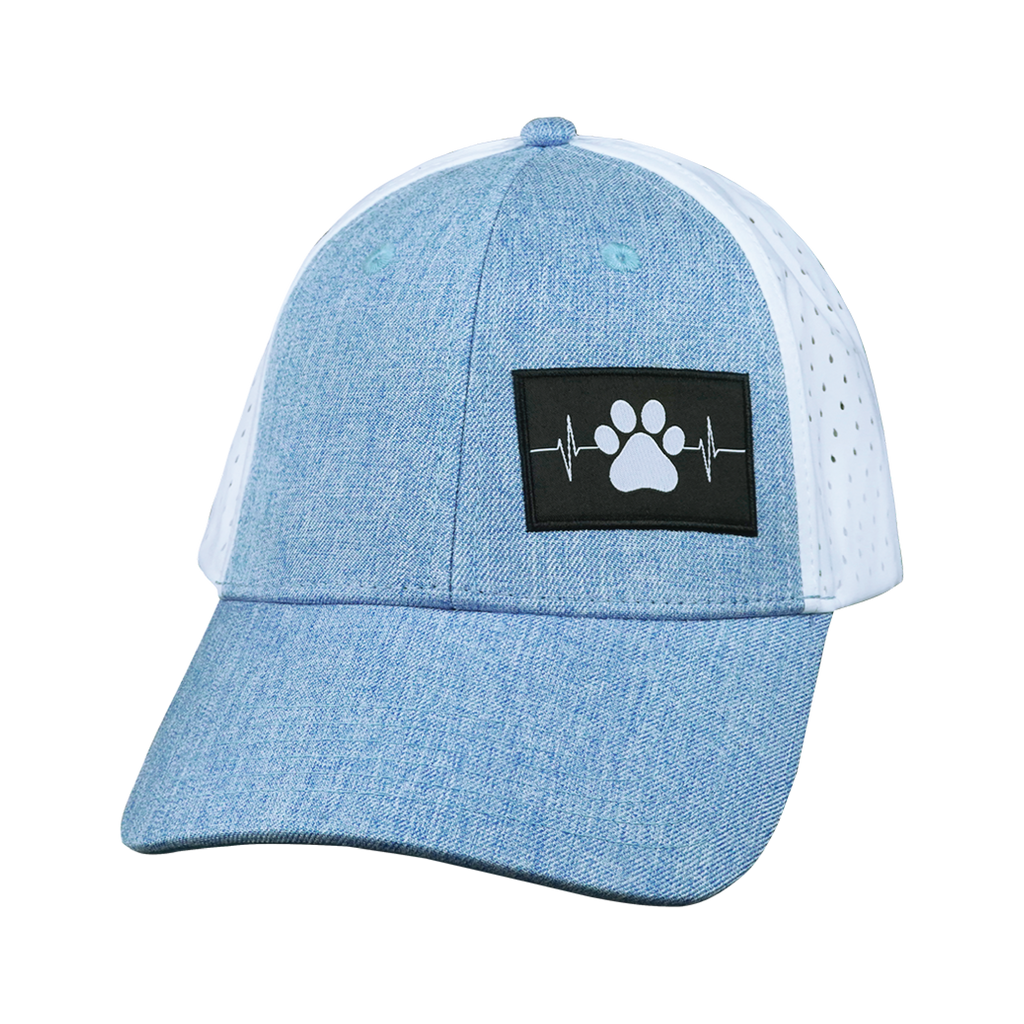 Dog Hat - Low Profile - Ponytail - Light Blue / White - Laser Mesh