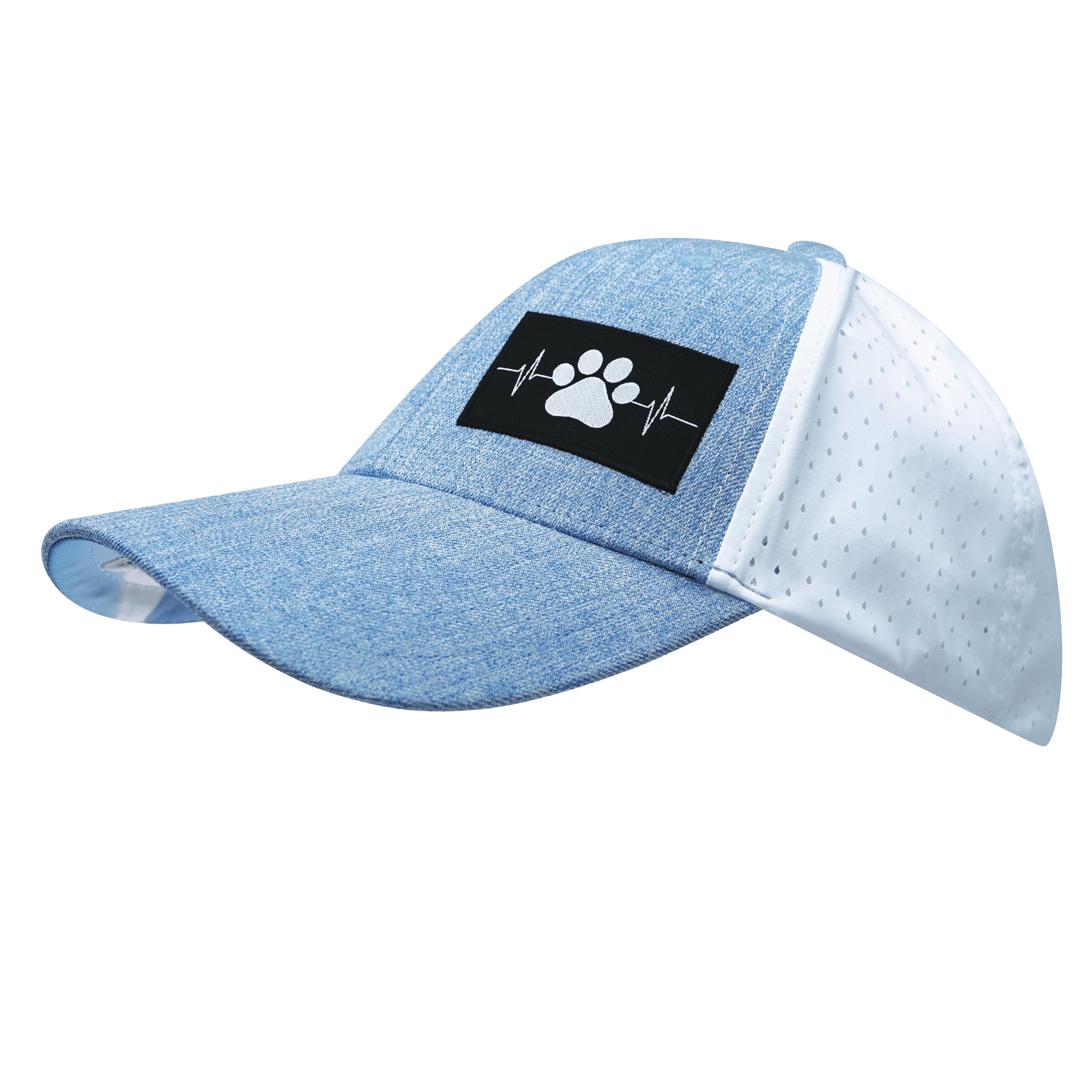 Dog Hat - Low Profile - Ponytail - Light Blue / White - Laser Mesh