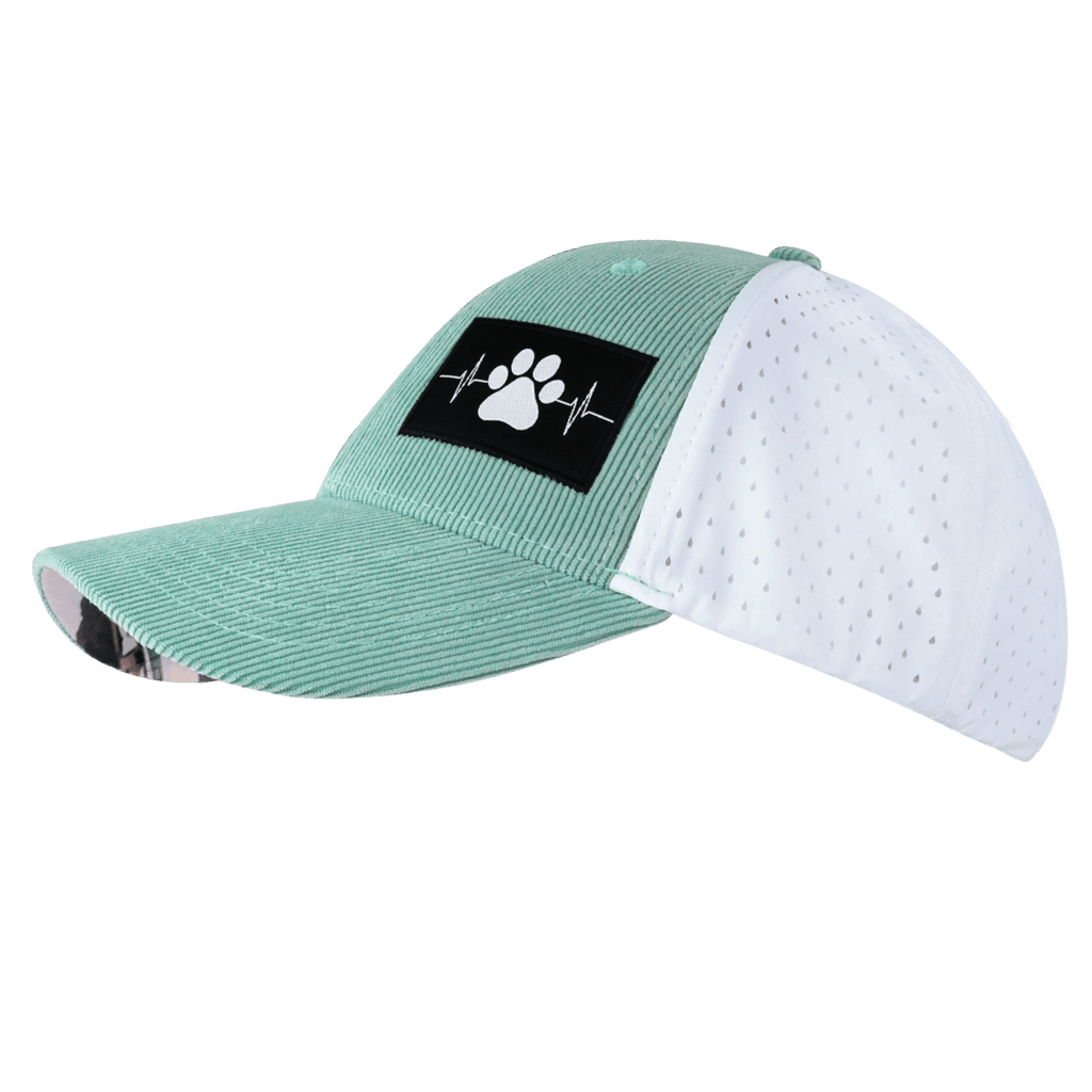 Dog Hat - Low Profile - Ponytail - Corduroy - Mint  - Laser Mesh