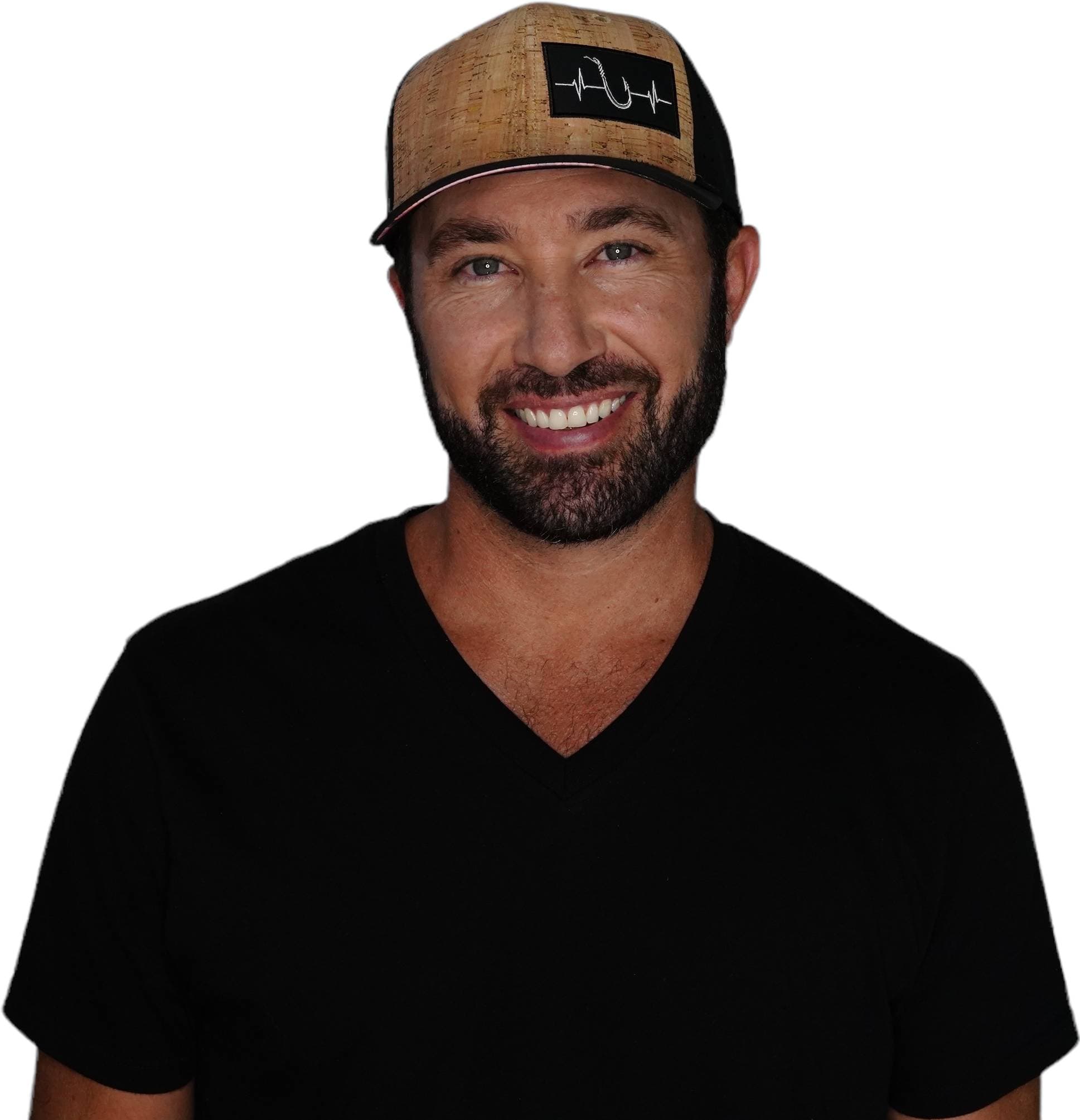 Fishing Hat - Baseball Hat Fit - Cork - Black - Laser Mesh