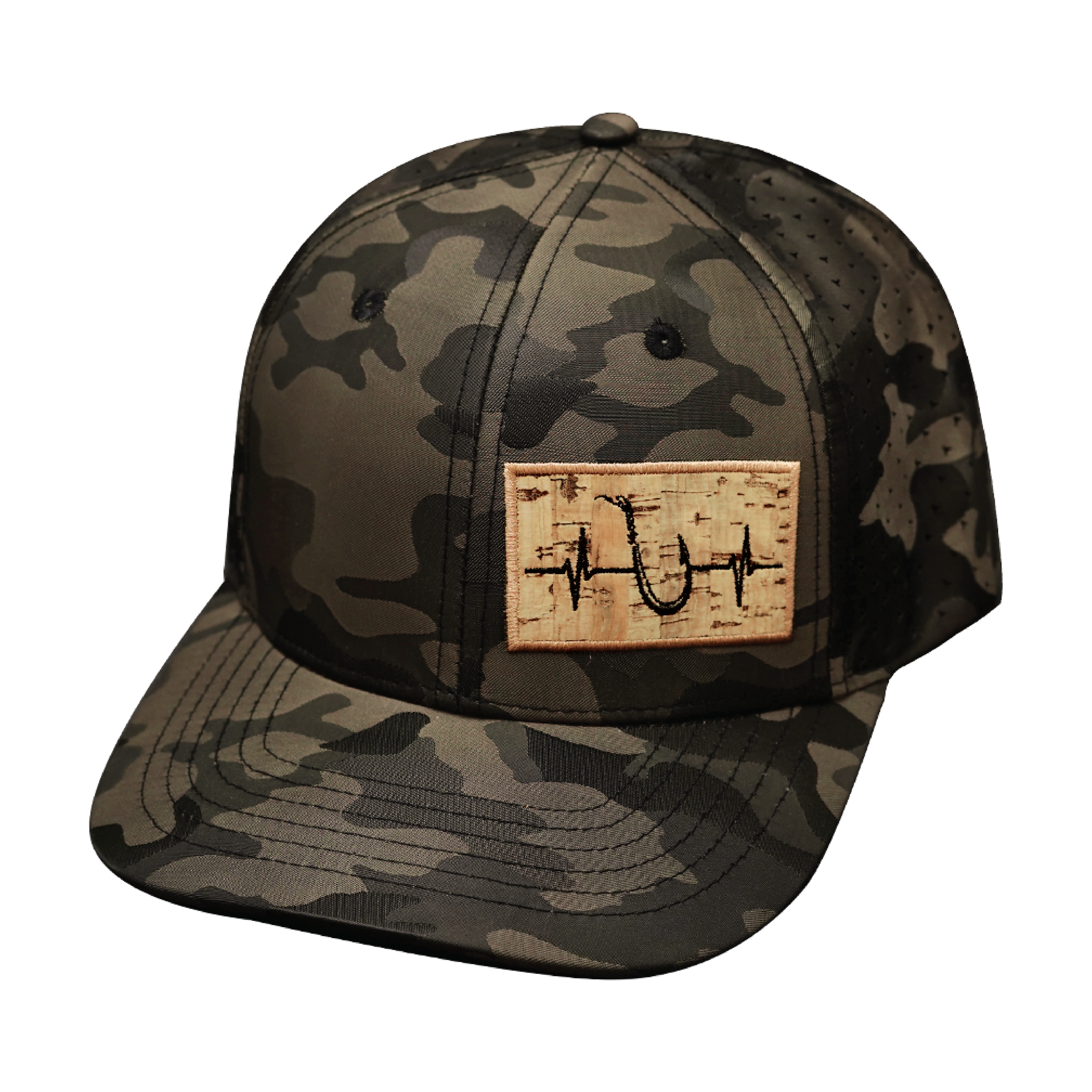 Fishing Hat - Baseball Hat Fit - Tan Camo - Laser Mesh