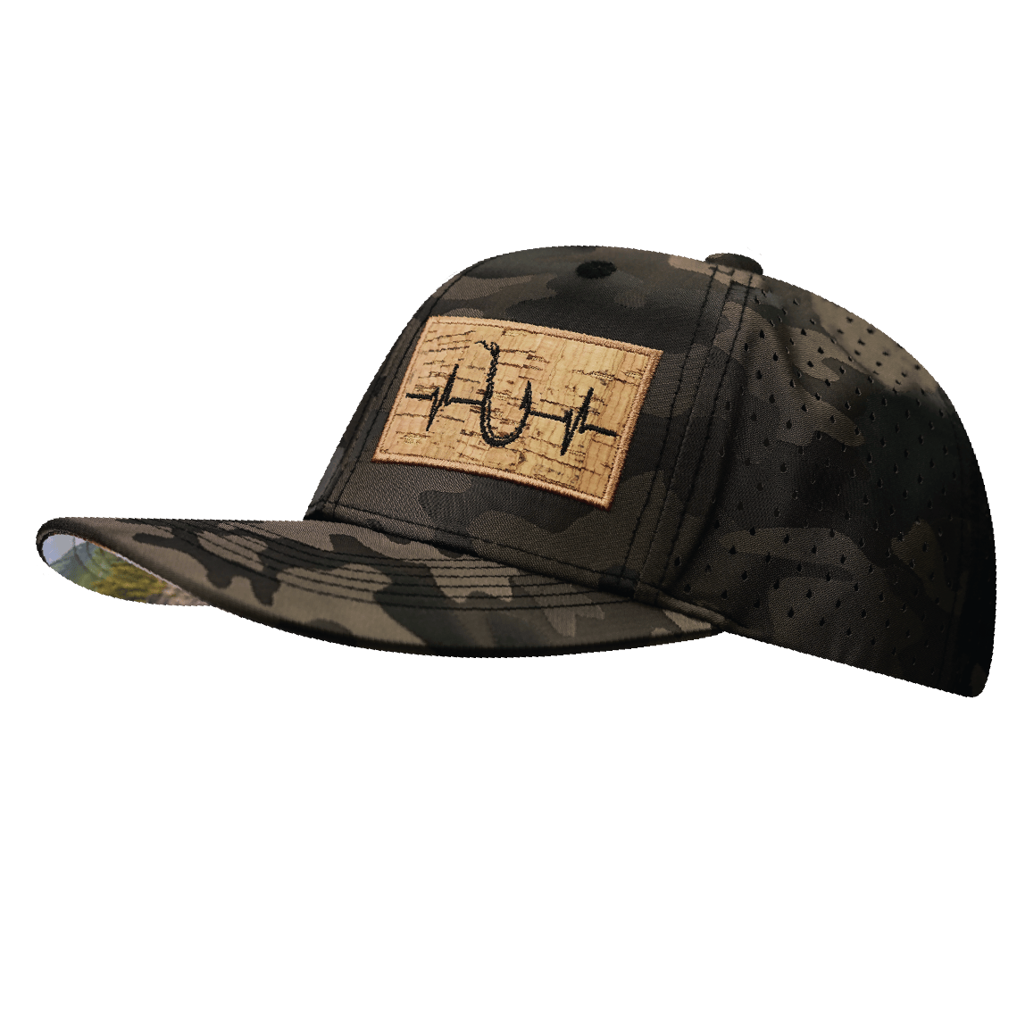 Fishing Hat - Baseball Hat Fit - Tan Camo - Laser Mesh