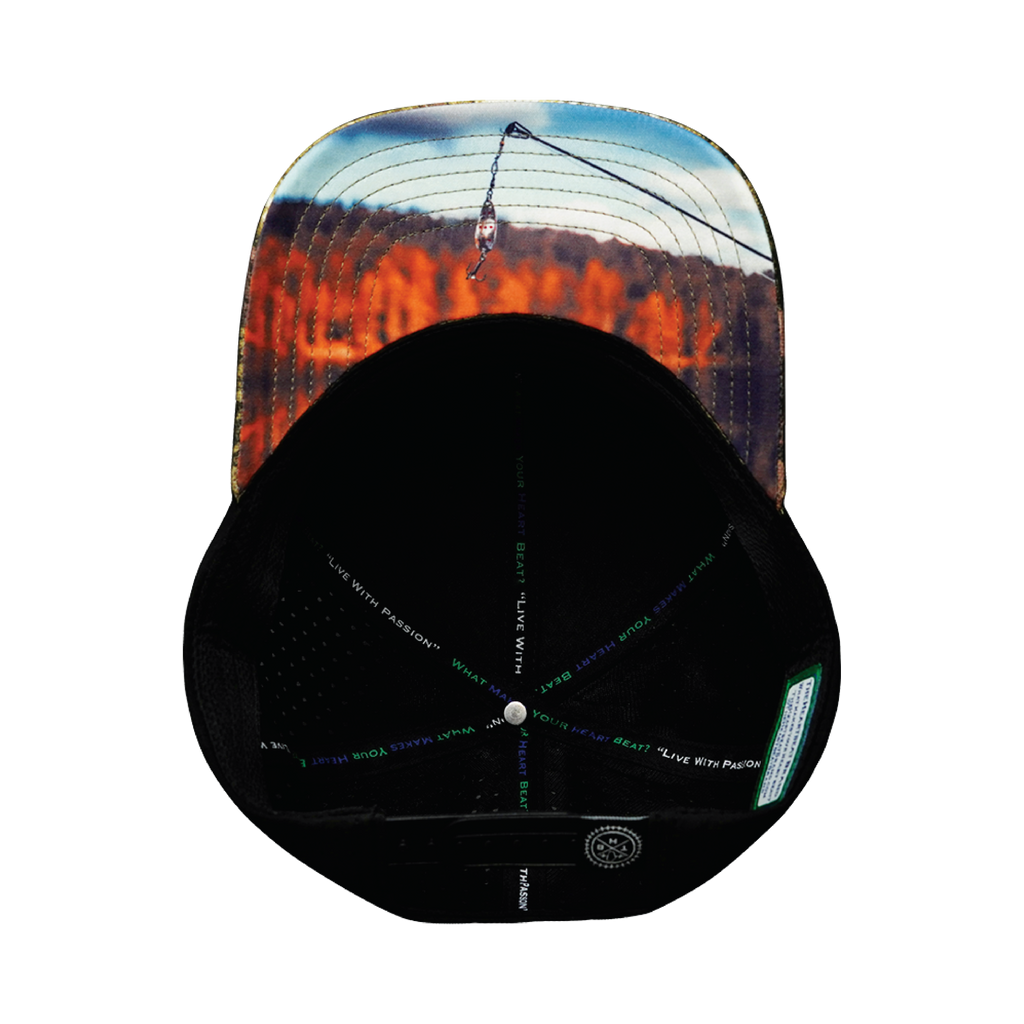 Fishing Hat - Baseball Hat Fit - Maple Leaf Camo / Black - Laser Mesh
