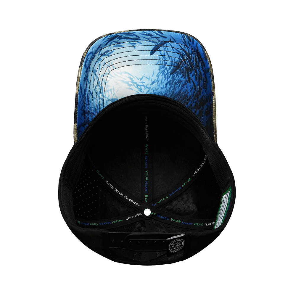 Fishing Hat - Low Profile - Ponytail - Light Camo / Black - Laser Mesh