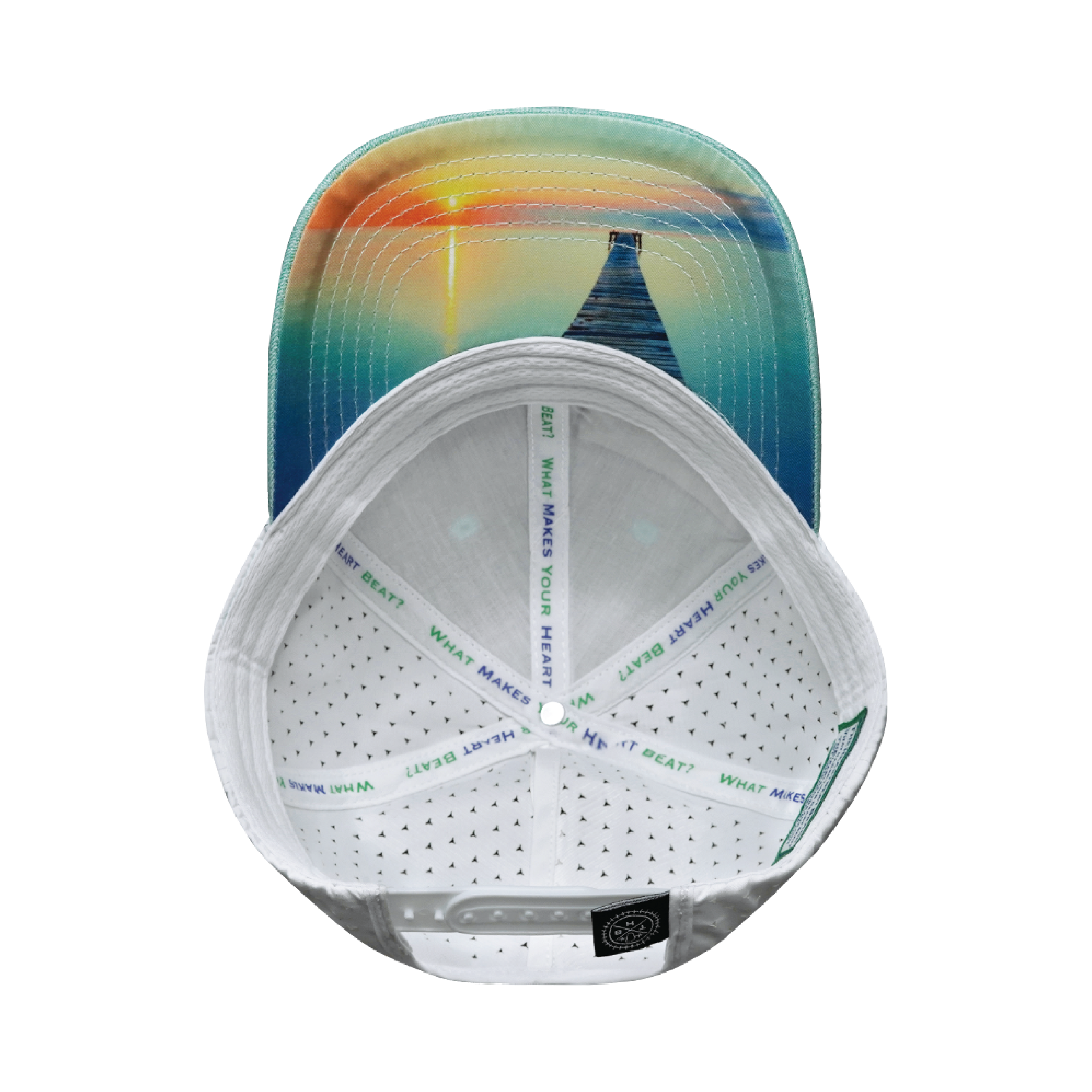 Fishing Hat - Low Profile - Ponytail - Teal / White - Laser Mesh